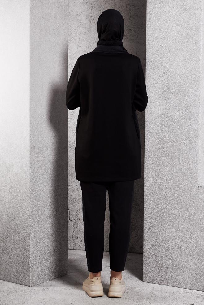 Vêtements hijab NOIR ENSEMBLE DE SURVÊTEMENT MATELASSÉ 45036 - ALVİNA