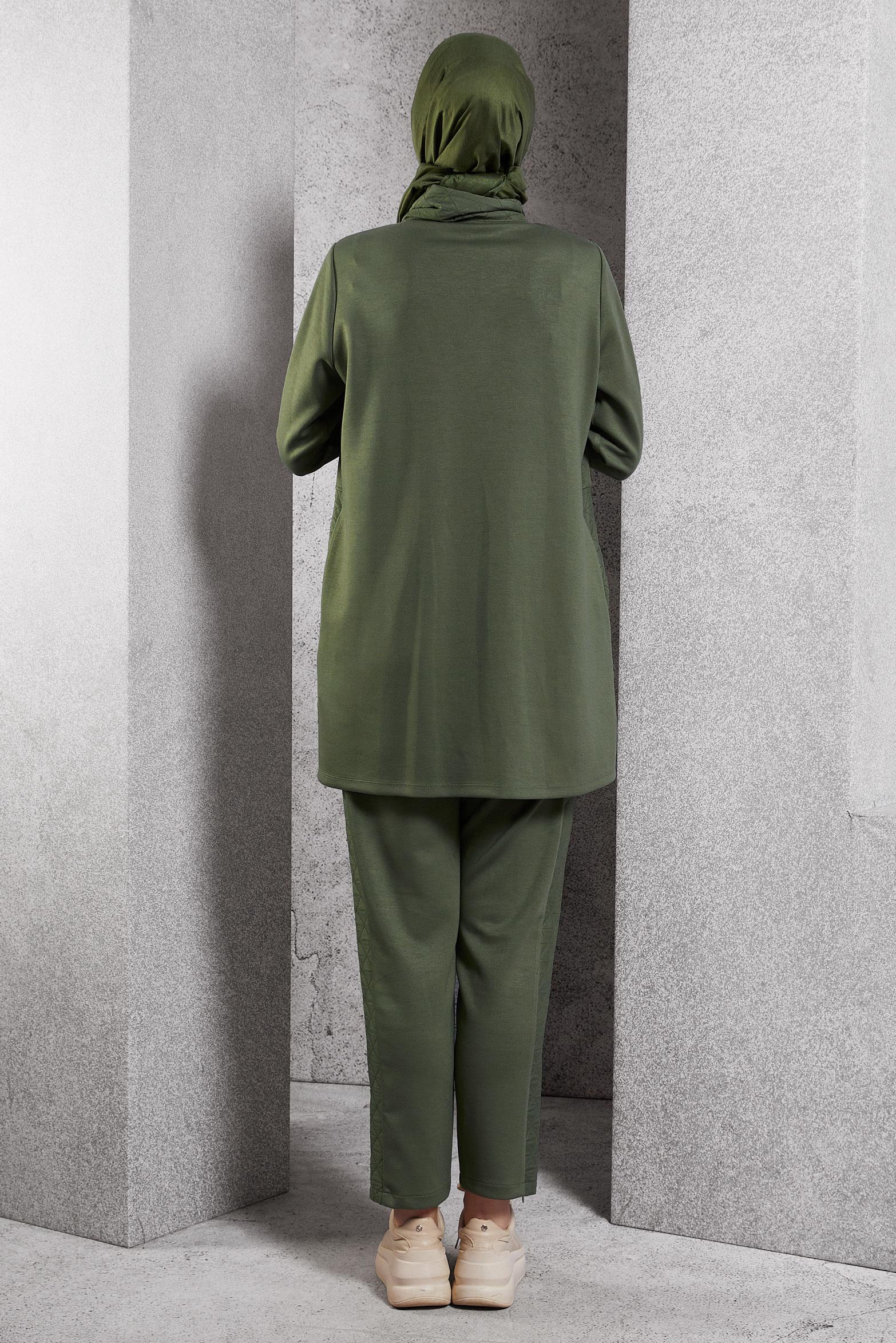 Tesettür giyim HAKİ KAPİTONE PANTOLONLU EŞOFMAN TAKIM 45036