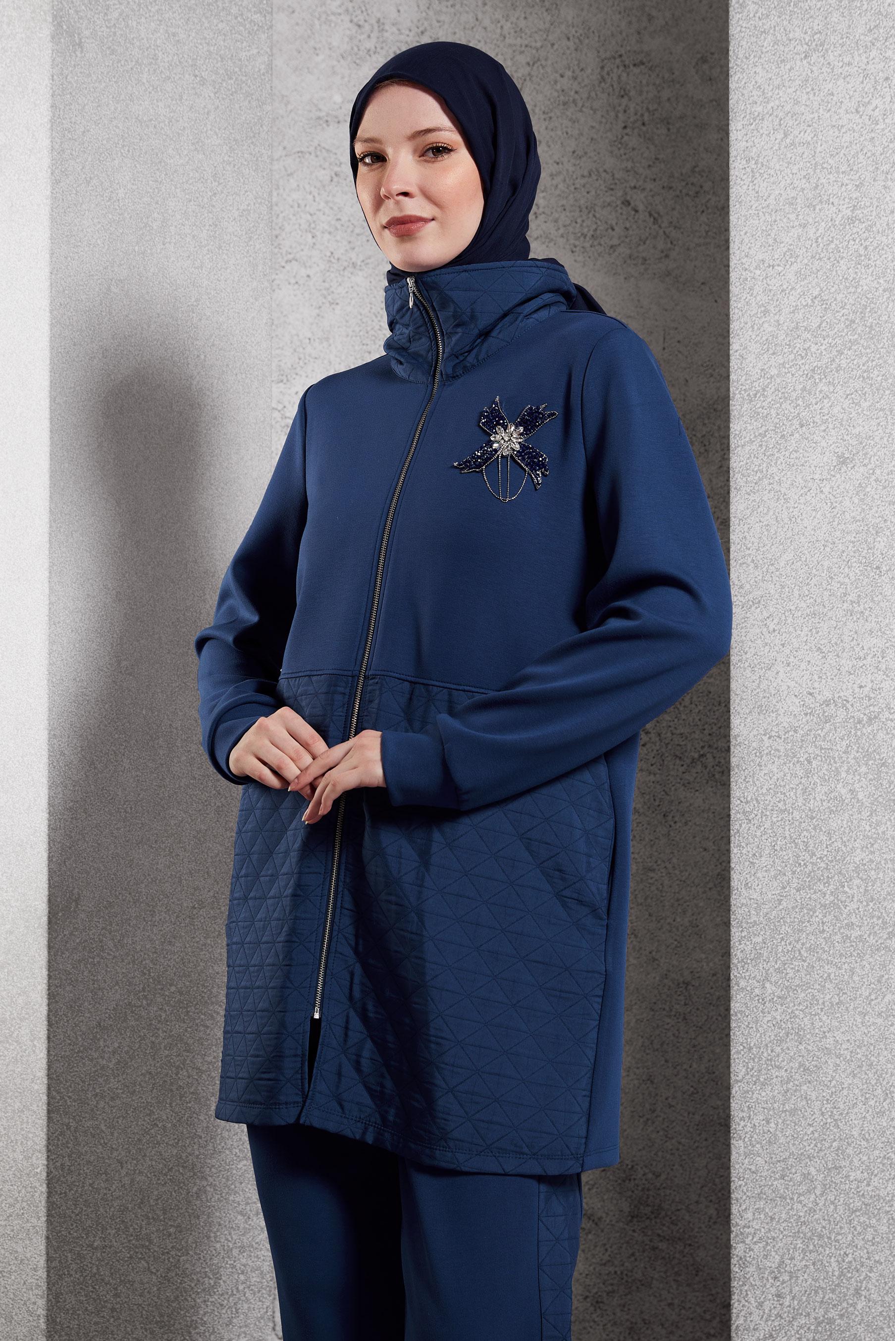 Tesettür giyim LACİVERT KAPİTONE PANTOLONLU EŞOFMAN TAKIM 45036