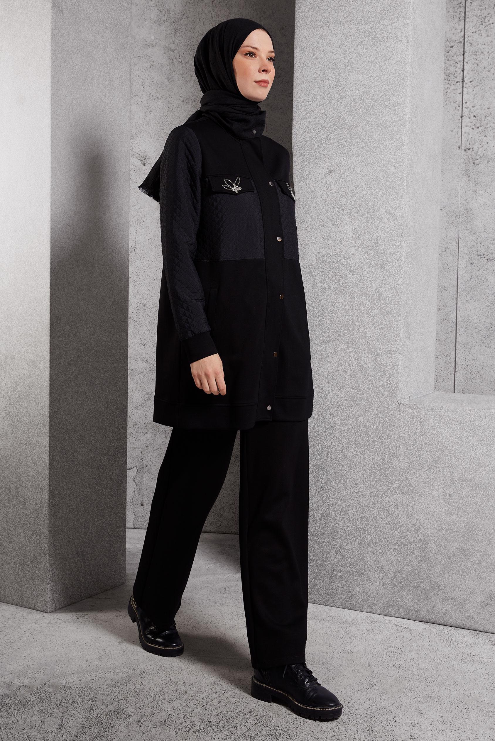 Tesettür giyim SİYAH PANTOLONLU EŞOFMAN TAKIM 45037