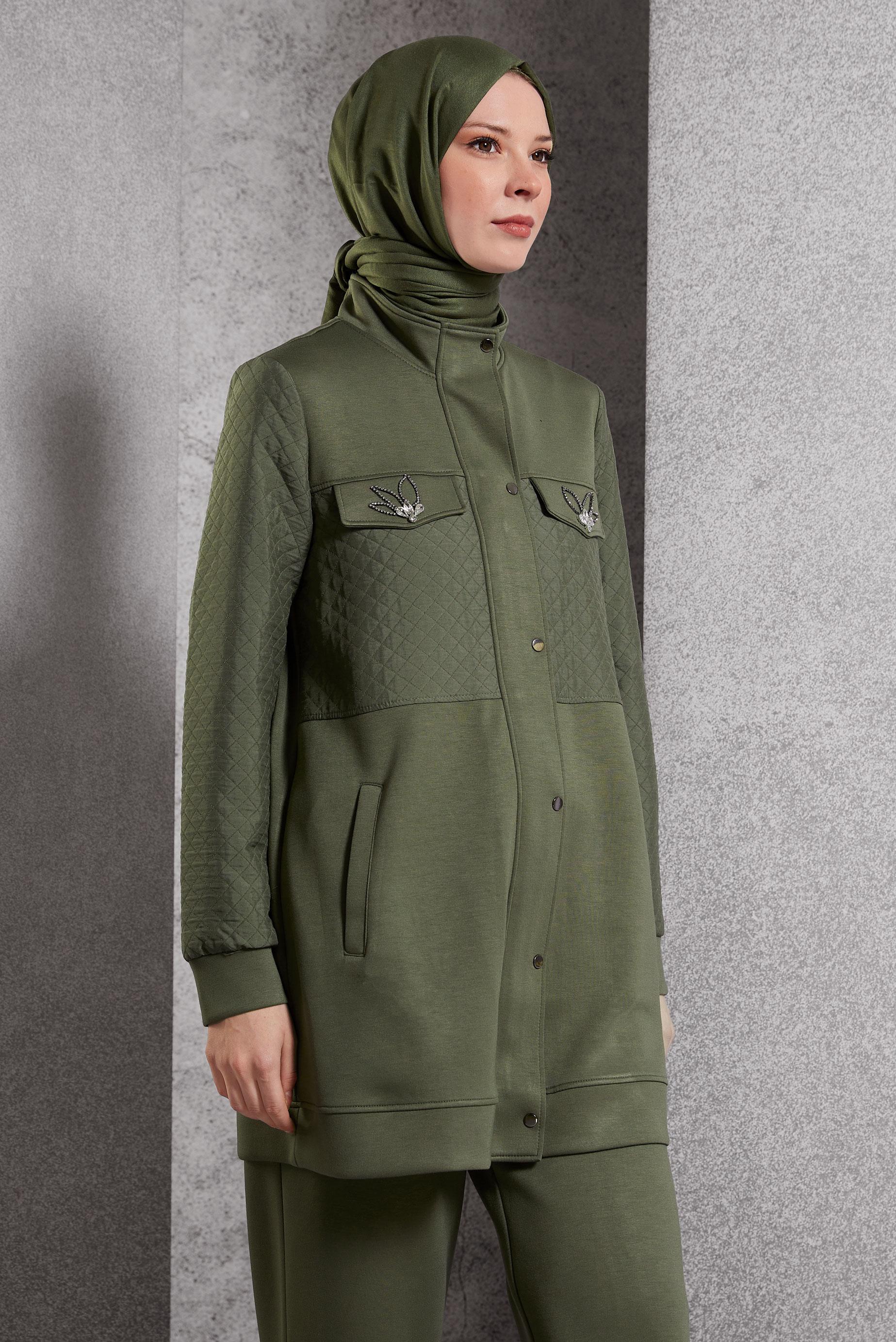 Vêtements hijab KAKI ENSEMBLE SURVÊTEMENT AVEC PANTALON 45037