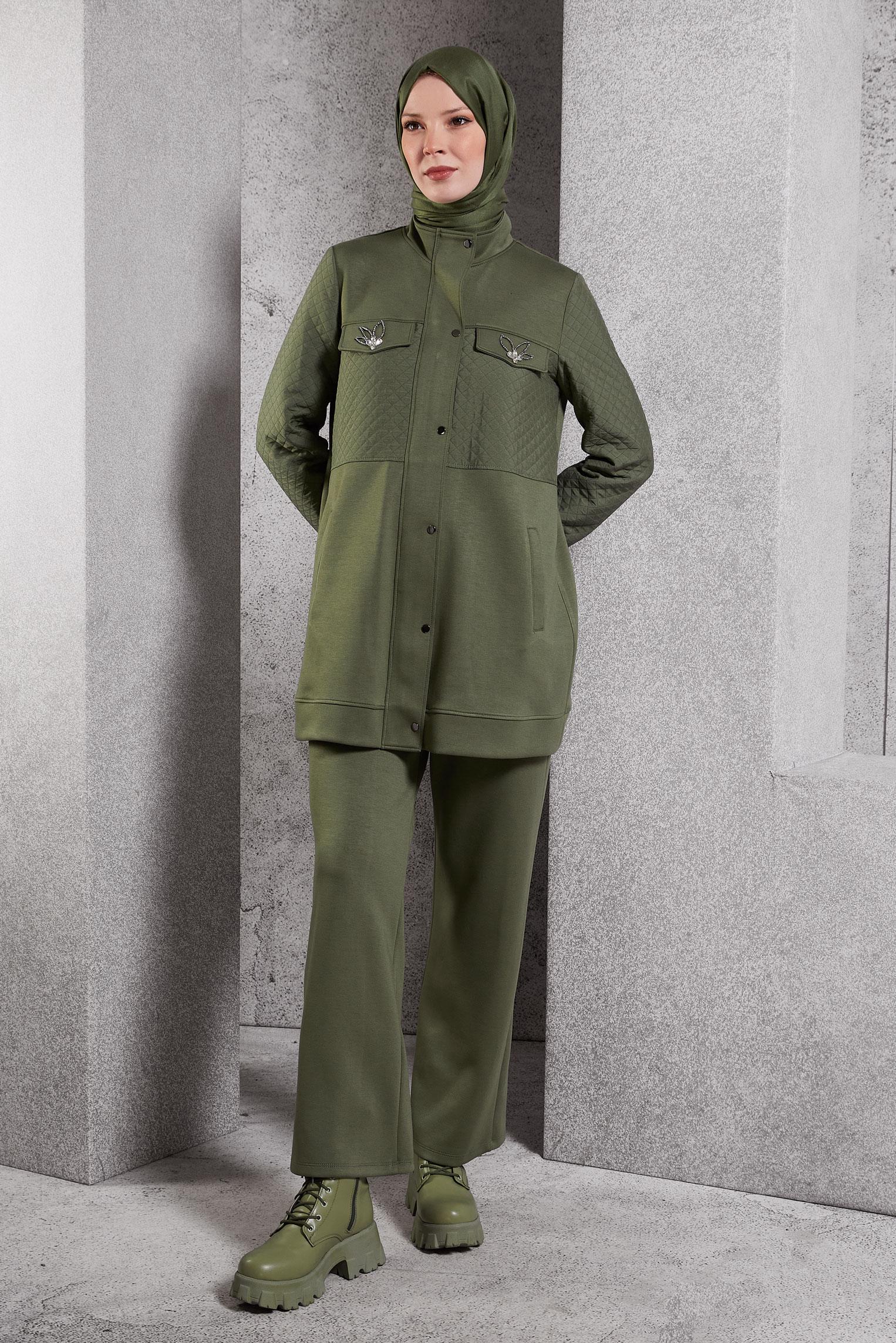 Vêtements hijab KAKI ENSEMBLE SURVÊTEMENT AVEC PANTALON 45037