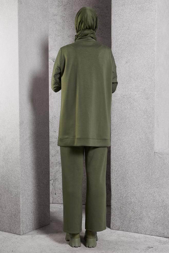 Tesettür giyim HAKİ PANTOLONLU EŞOFMAN TAKIM 45037 - ALVİNA