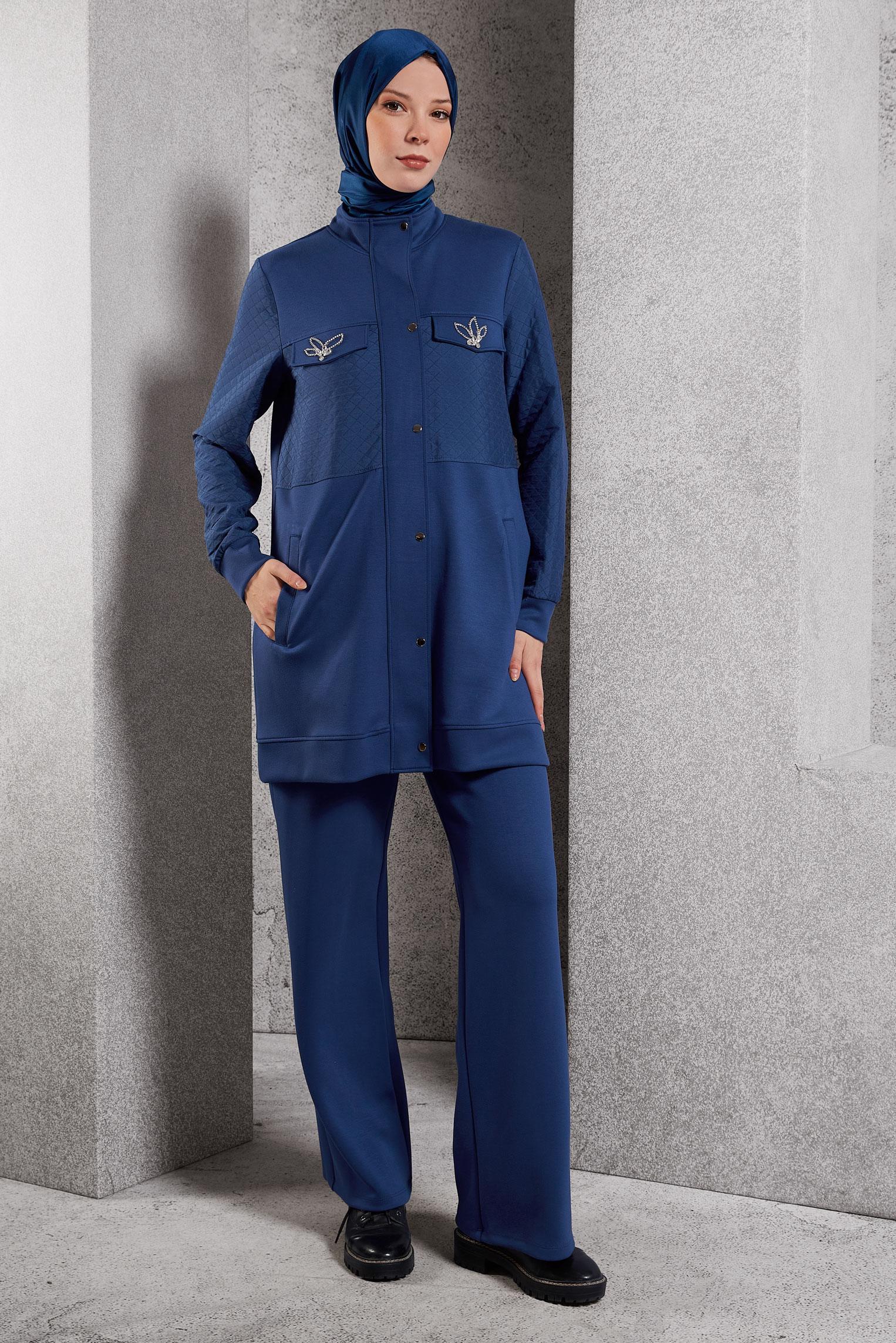 Tesettür giyim LACİVERT PANTOLONLU EŞOFMAN TAKIM 45037