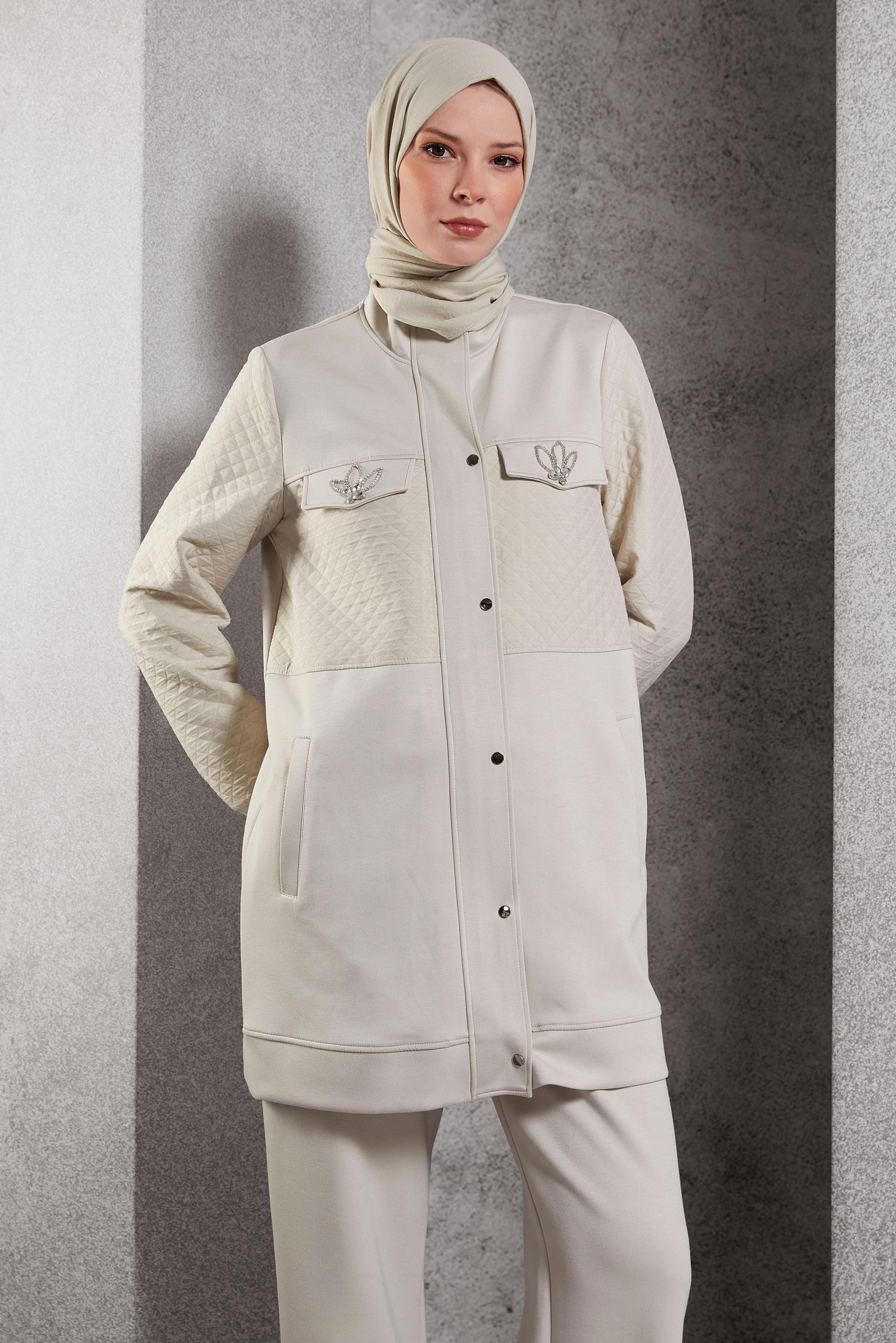 Vêtements hijab BEIGE ENSEMBLE SURVÊTEMENT AVEC PANTALON 45037