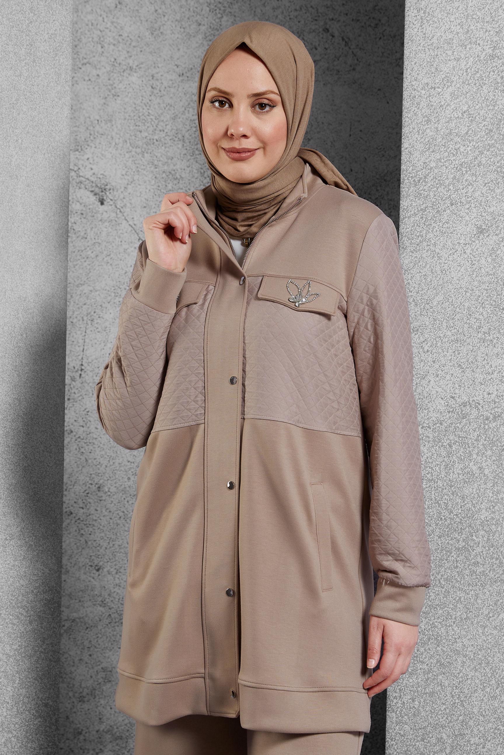 Tesettür giyim KAHVE PANTOLONLU EŞOFMAN TAKIM 45037