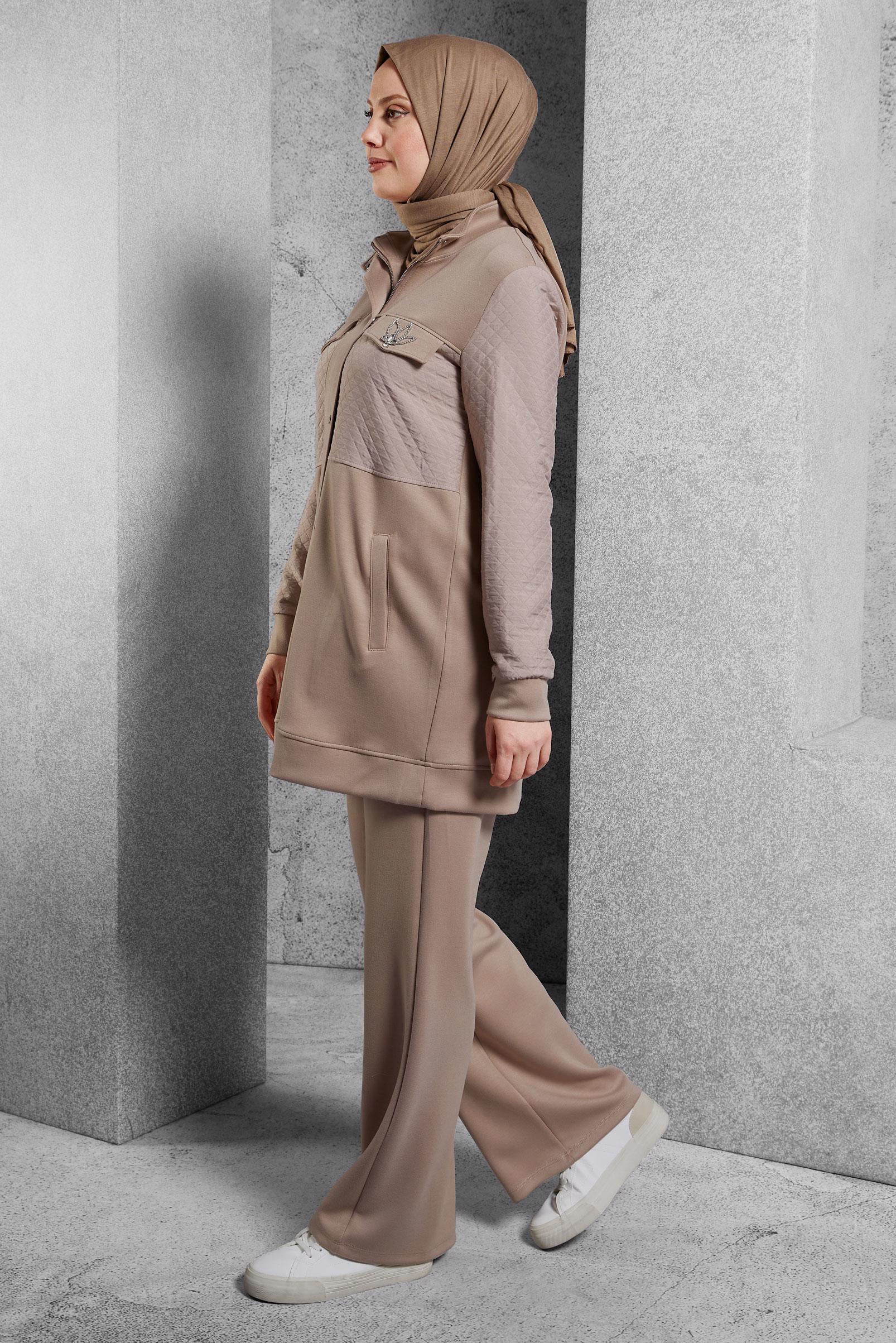Tesettür giyim KAHVE PANTOLONLU EŞOFMAN TAKIM 45037