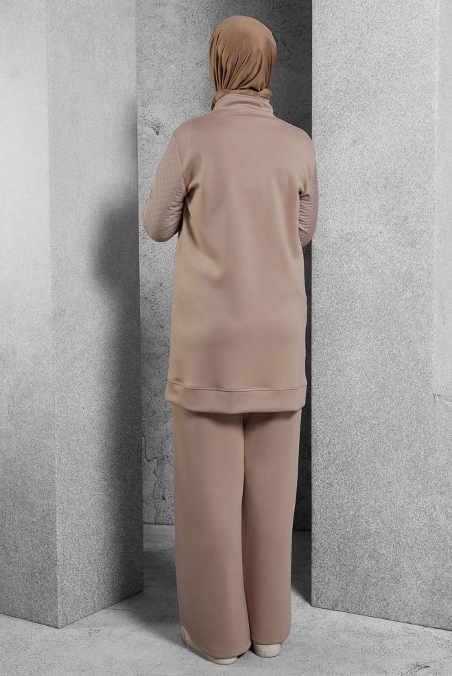 Tesettür giyim KAHVE PANTOLONLU EŞOFMAN TAKIM 45037 - ALVİNA