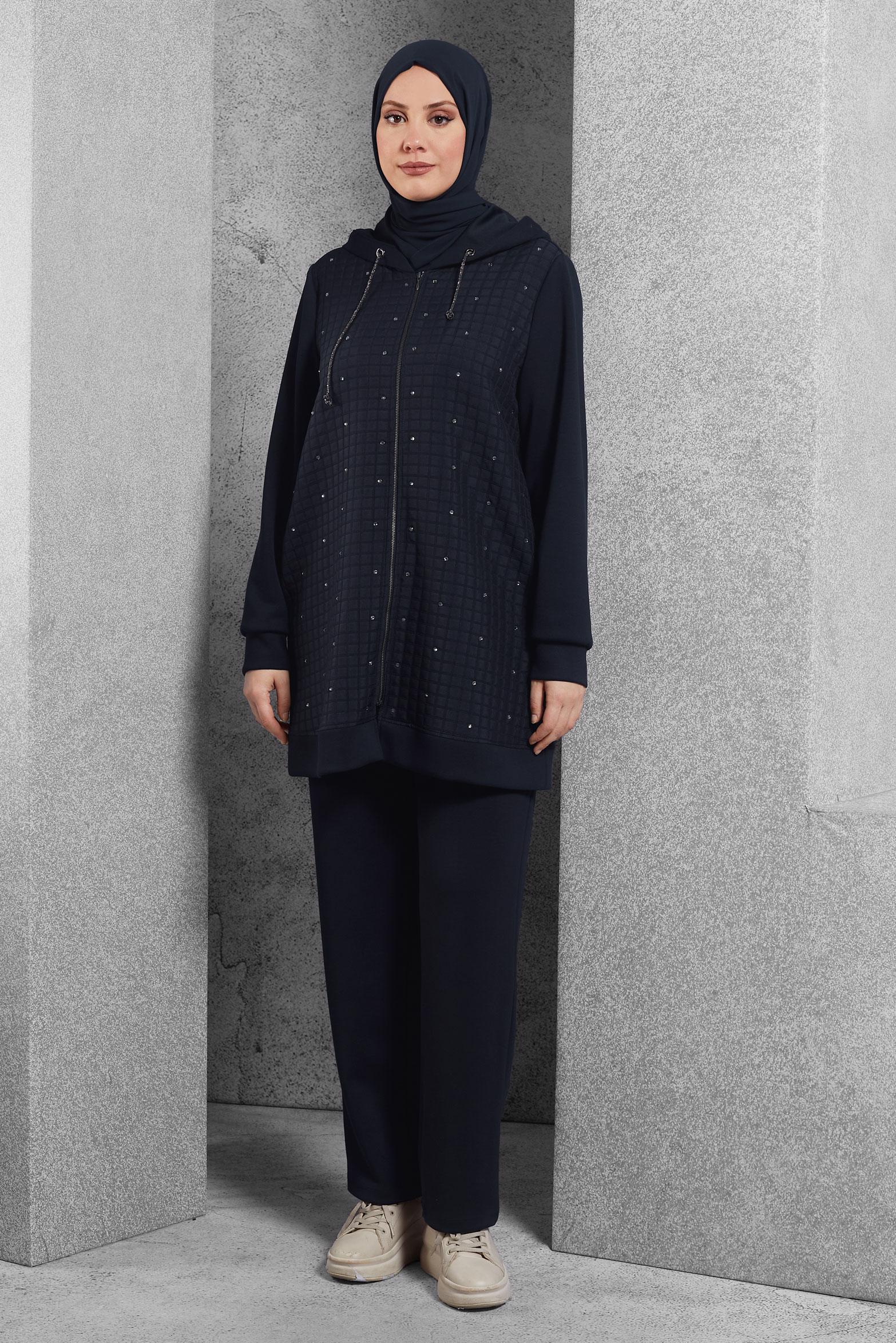 Vêtements hijab BLEU MARINE ENSEMBLE DE SURVÊTEMENT MATELASSÉ 45038
