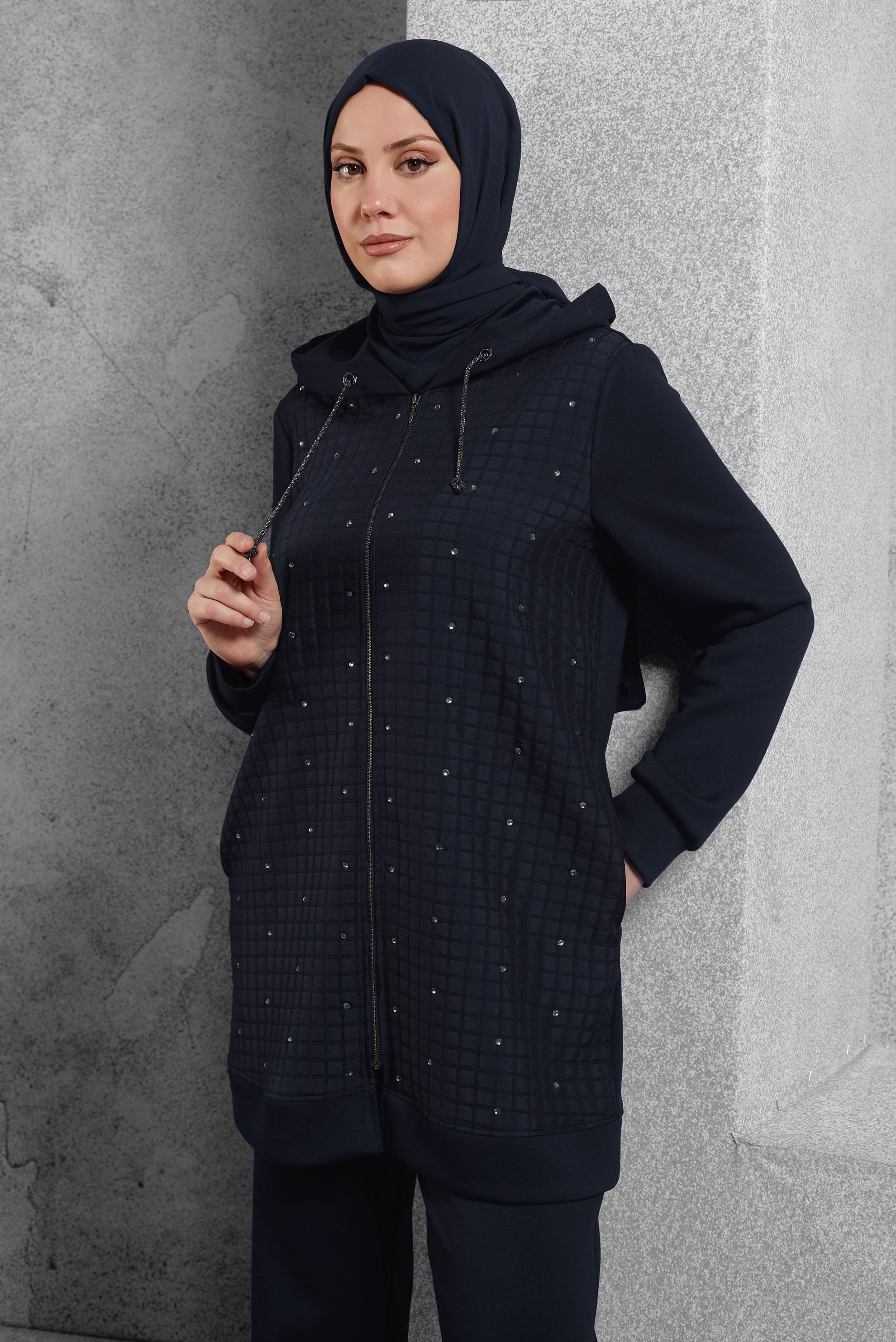 Vêtements hijab BLEU MARINE ENSEMBLE DE SURVÊTEMENT MATELASSÉ 45038