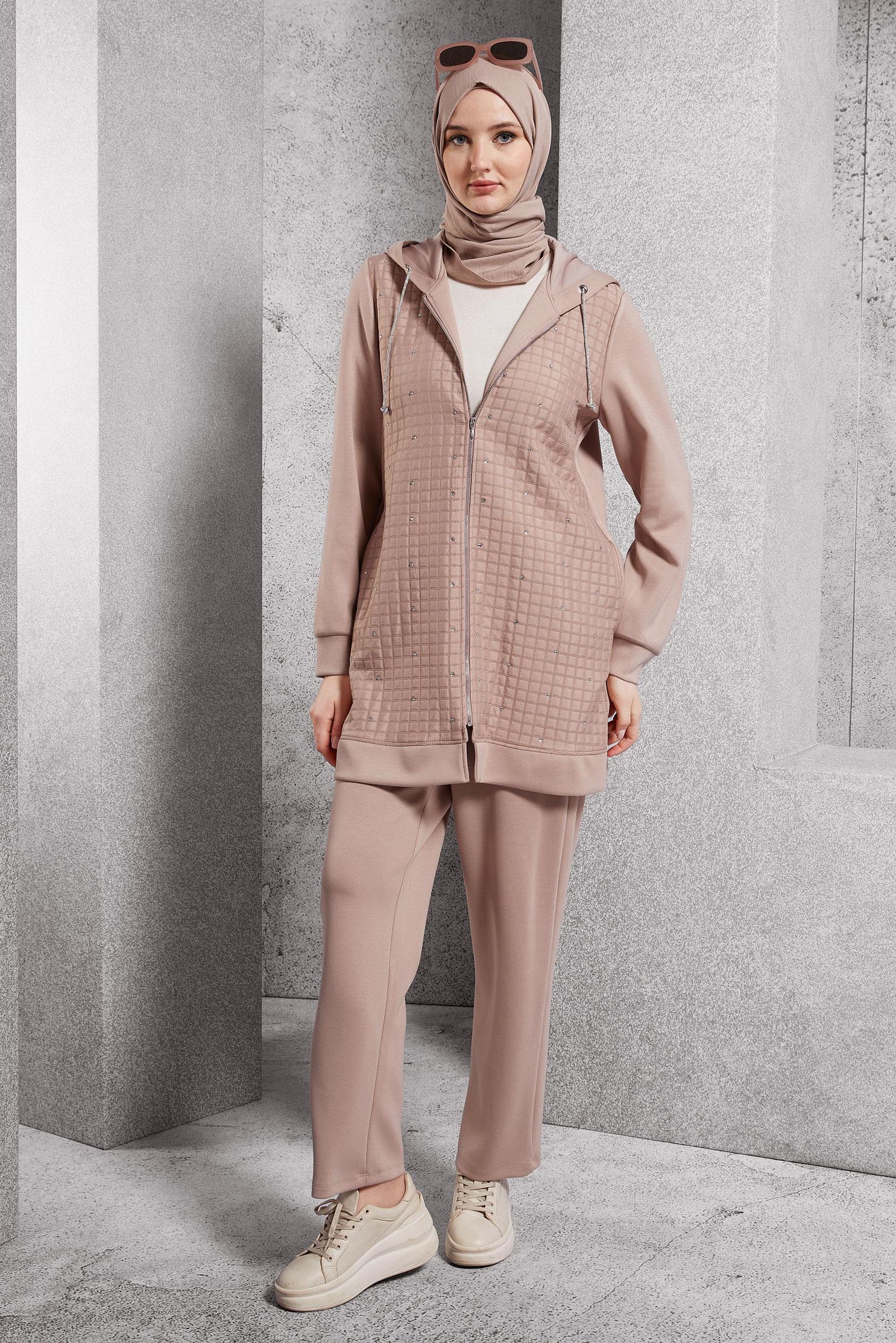 Vêtements hijab BRUN ENSEMBLE DE SURVÊTEMENT MATELASSÉ 45038