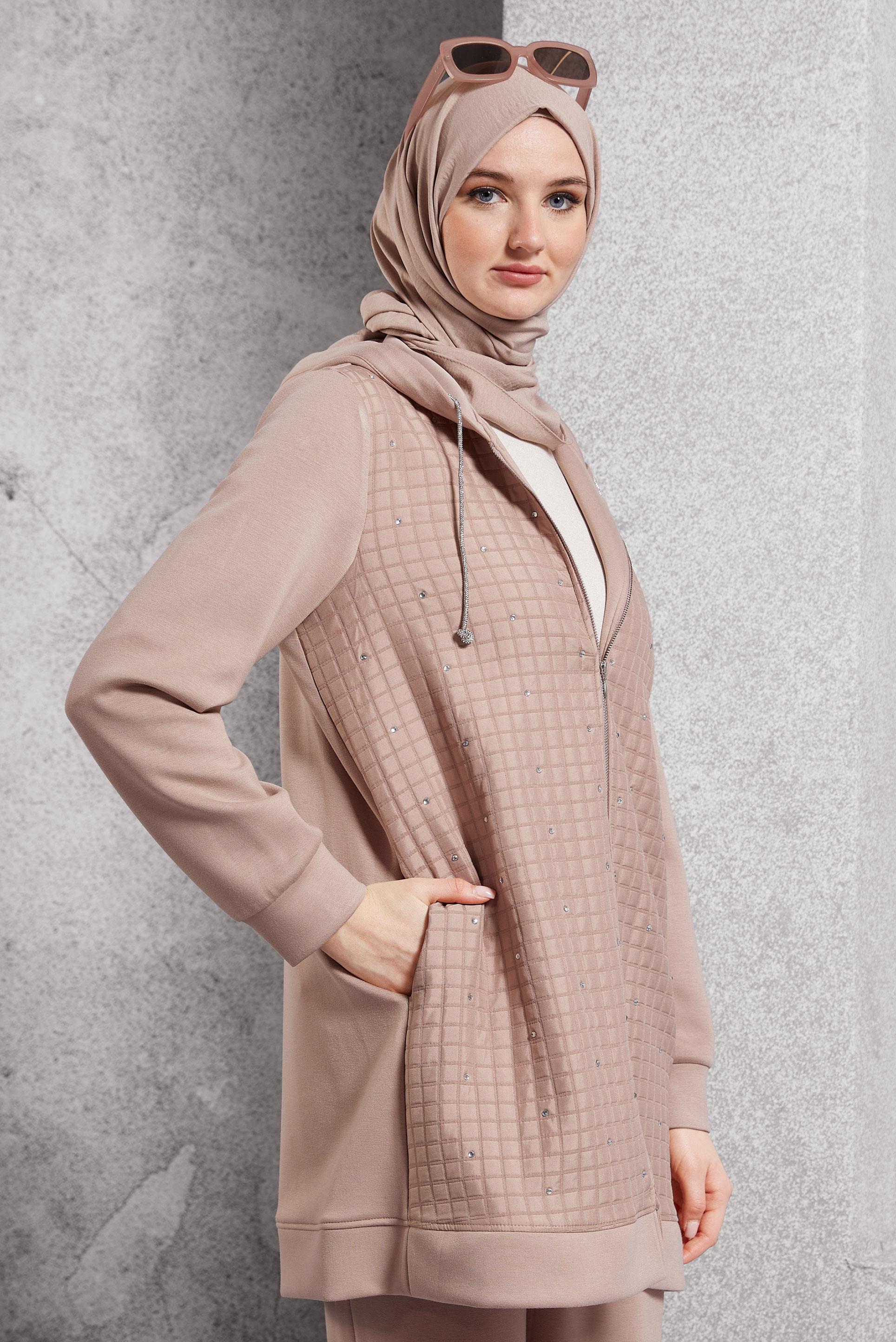 Vêtements hijab BRUN ENSEMBLE DE SURVÊTEMENT MATELASSÉ 45038