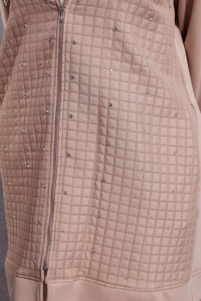 Tesettür giyim KAHVE KAPİTONE DESENLİ EŞOFMAN TAKIM 45038 - ALVİNA