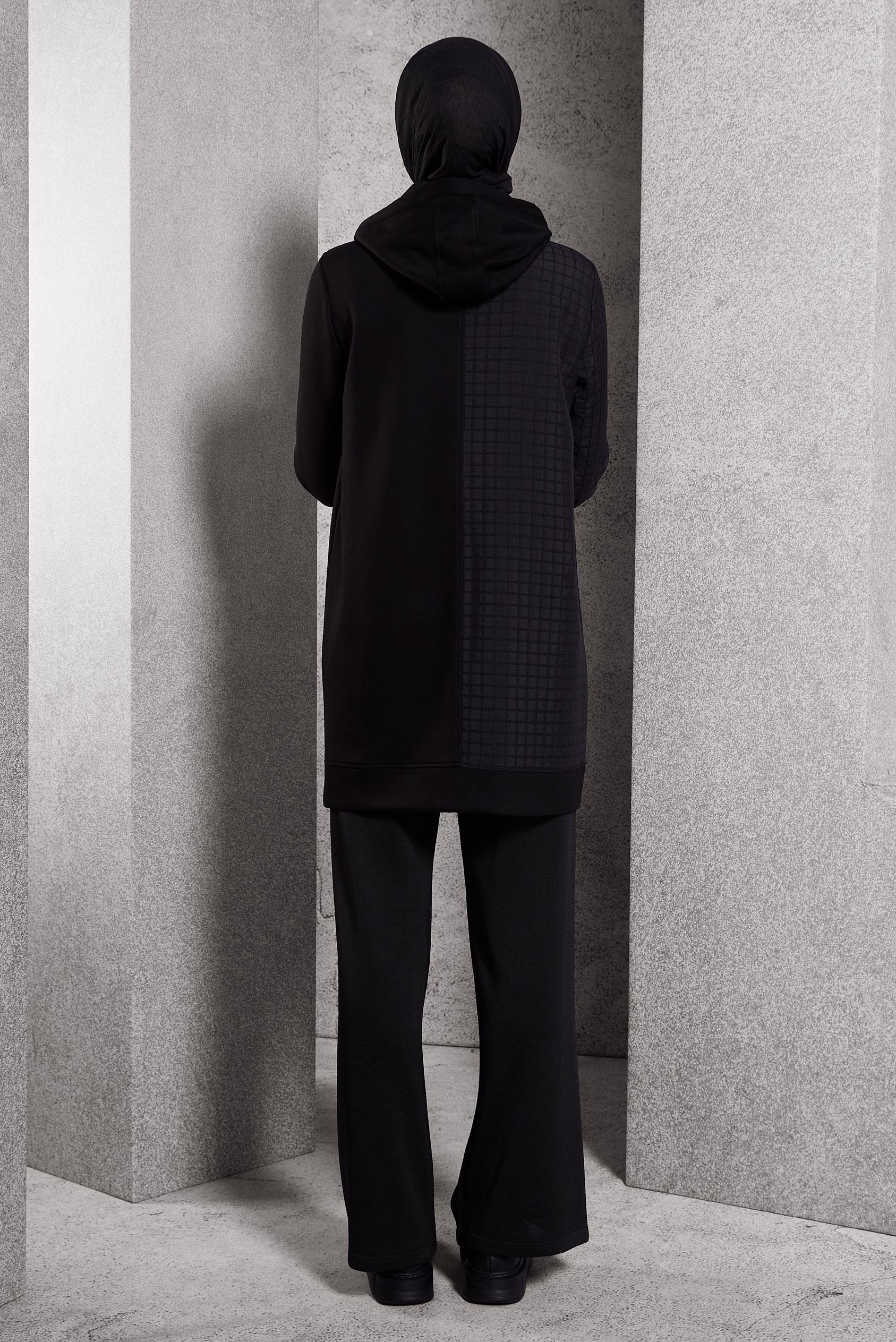 Hijab clothing BLACK HOODED TRACKSUIT TUNIC 45039