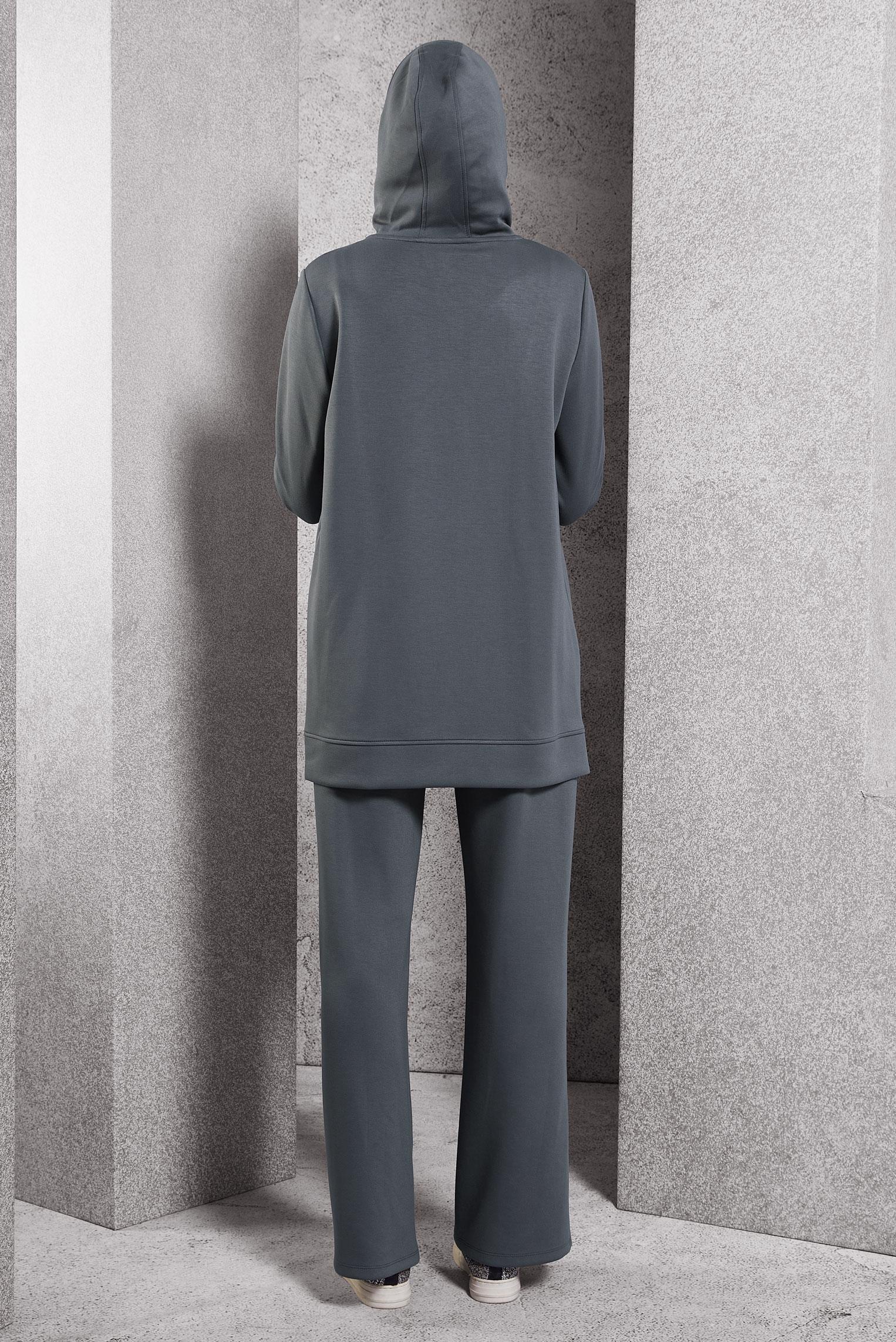 Vêtements hijab GRIS ENSEMBLE DE SURVÊTEMENT À CAPUCHE 45040