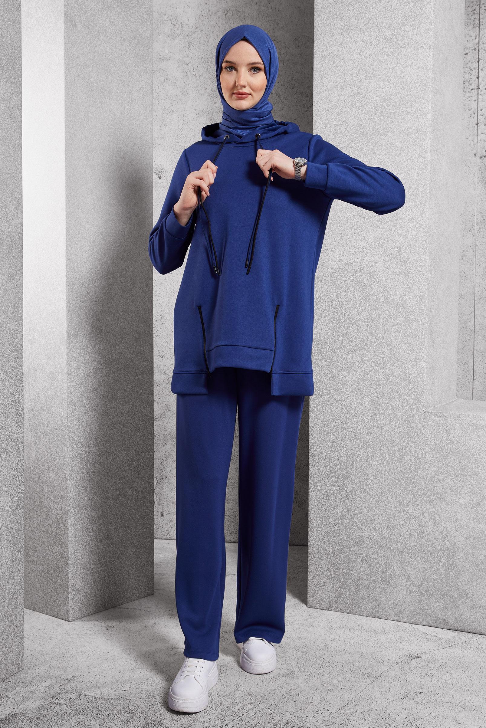 Vêtements hijab BLEU MARINE ENSEMBLE DE SURVÊTEMENT À CAPUCHE 45040