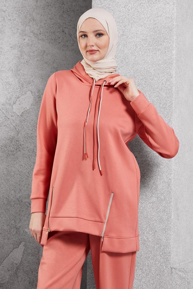 Vêtements hijab POUDRE ENSEMBLE DE SURVÊTEMENT À CAPUCHE 45040 - ALVİNA