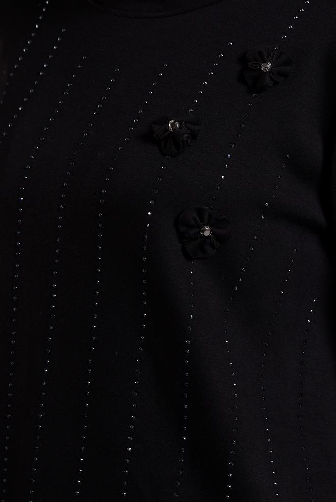 Vêtements hijab NOIR ENSEMBLE DE SURVÊTEMENT AVEC DÉTAIL DE BIJOUX 45041 - ALVİNA