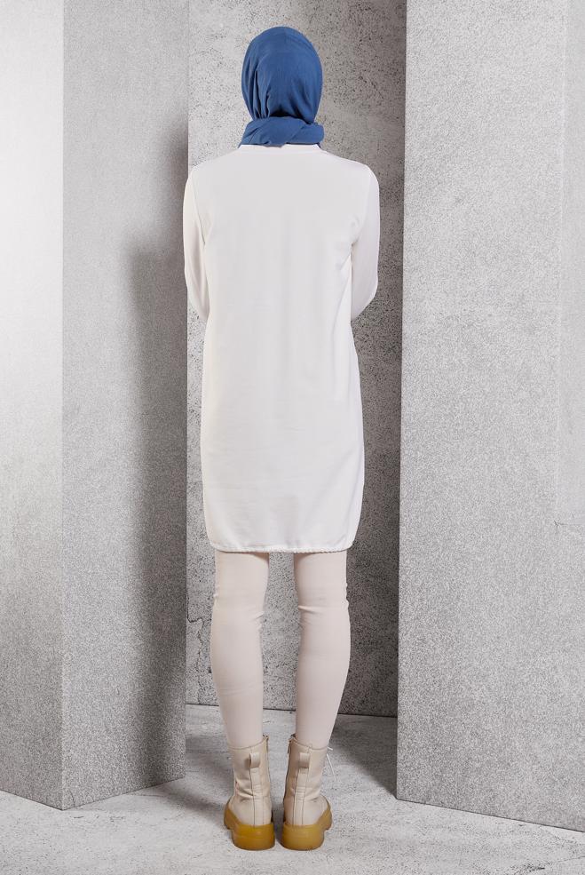 Hijab clothing WHITE PRINTED TRACKSUIT TUNIC 45042 - ALVİNA