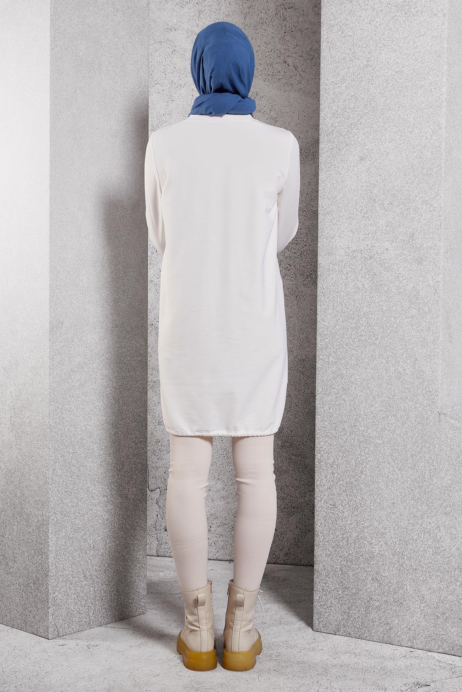 Hijab clothing WHITE PRINTED TRACKSUIT TUNIC 45042