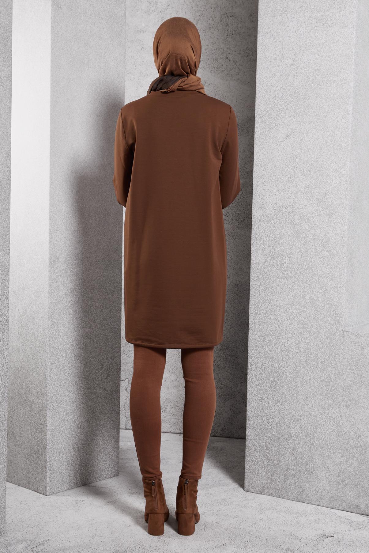 Hijab clothing BROWN PRINTED TRACKSUIT TUNIC 45042