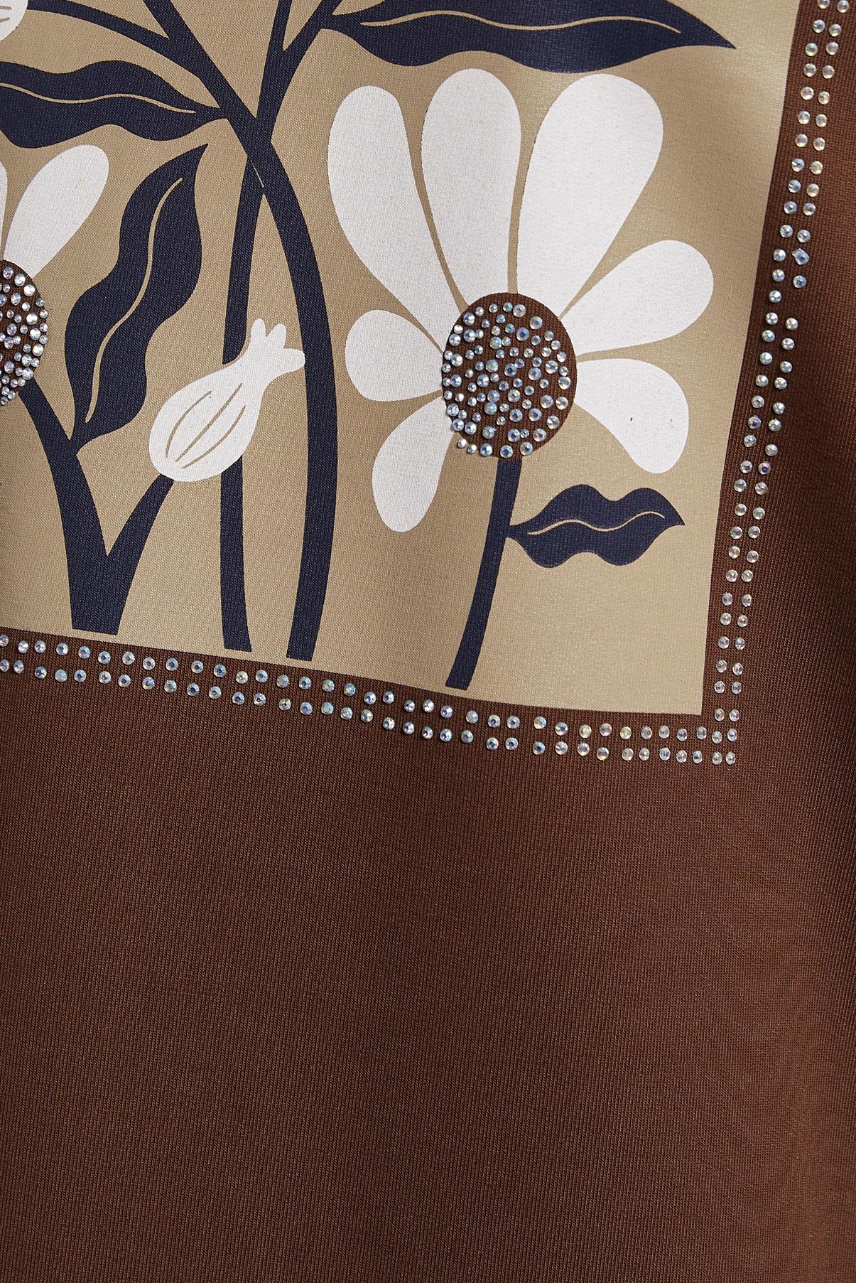 Hijab clothing BROWN PRINTED TRACKSUIT TUNIC 45042