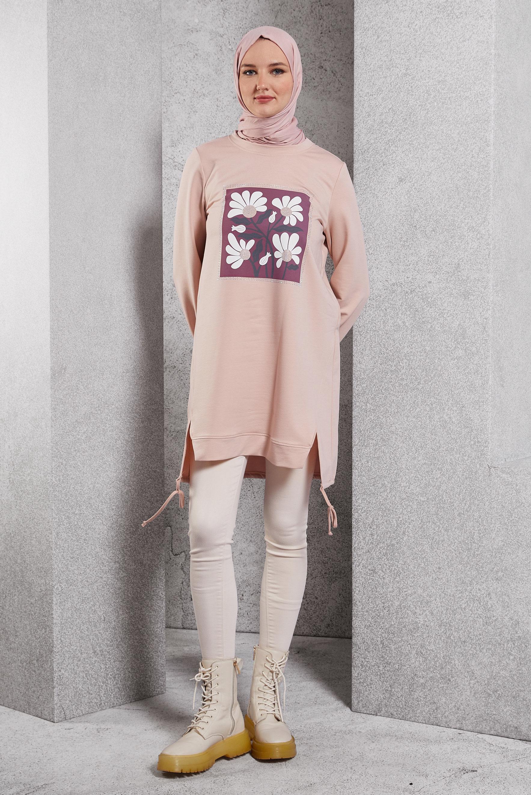 Hijab clothing POWDER PRINTED TRACKSUIT TUNIC 45042