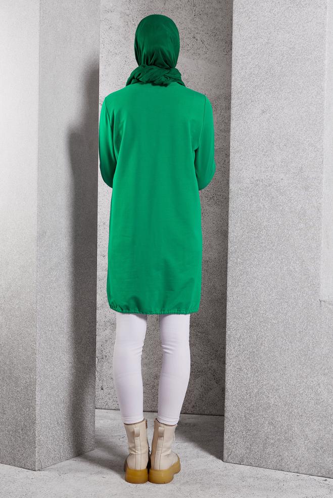 Hijab clothing GREEN PRINTED TRACKSUIT TUNIC 45042 - ALVİNA