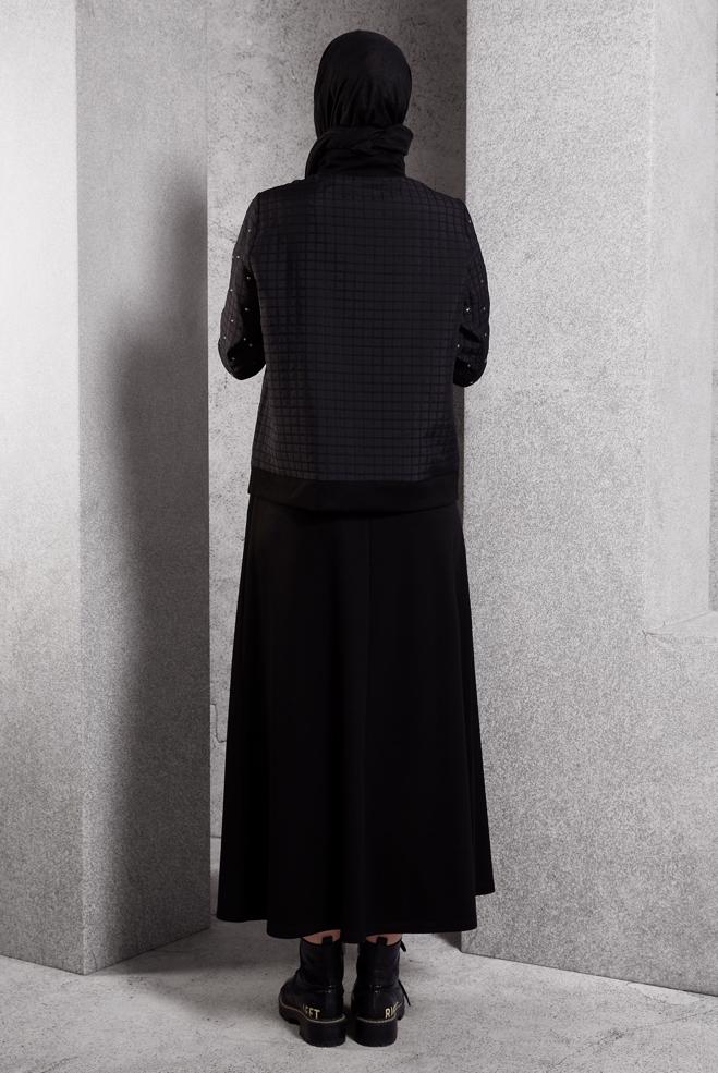 Vêtements hijab NOIR ENSEMBLE DE SURVÊTEMENT À JUPE 45052 - ALVİNA