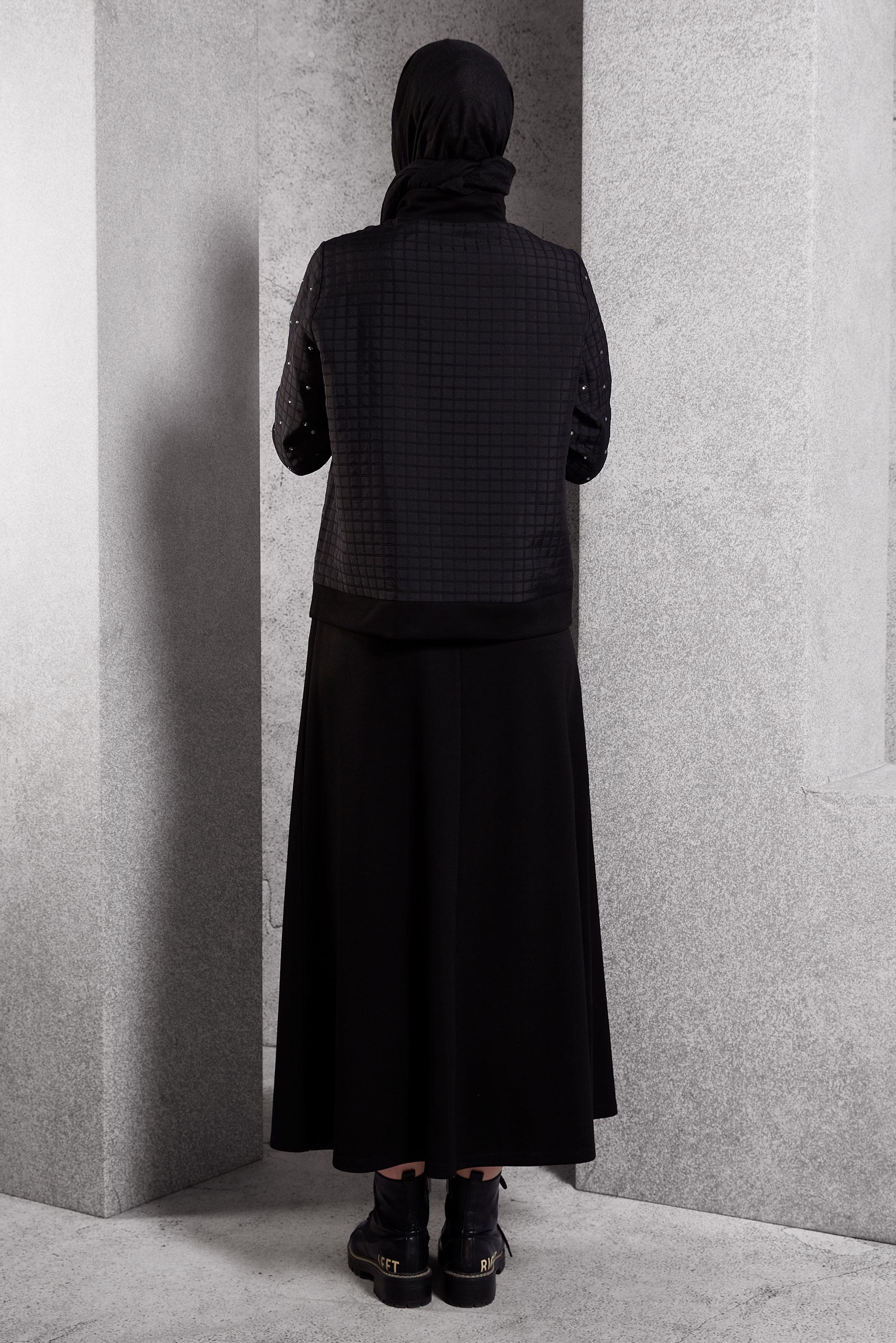 Vêtements hijab NOIR ENSEMBLE DE SURVÊTEMENT À JUPE 45052