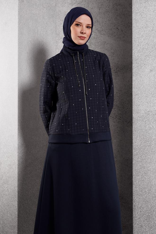 Vêtements hijab BLEU MARINE ENSEMBLE DE SURVÊTEMENT À JUPE 45052 - ALVİNA
