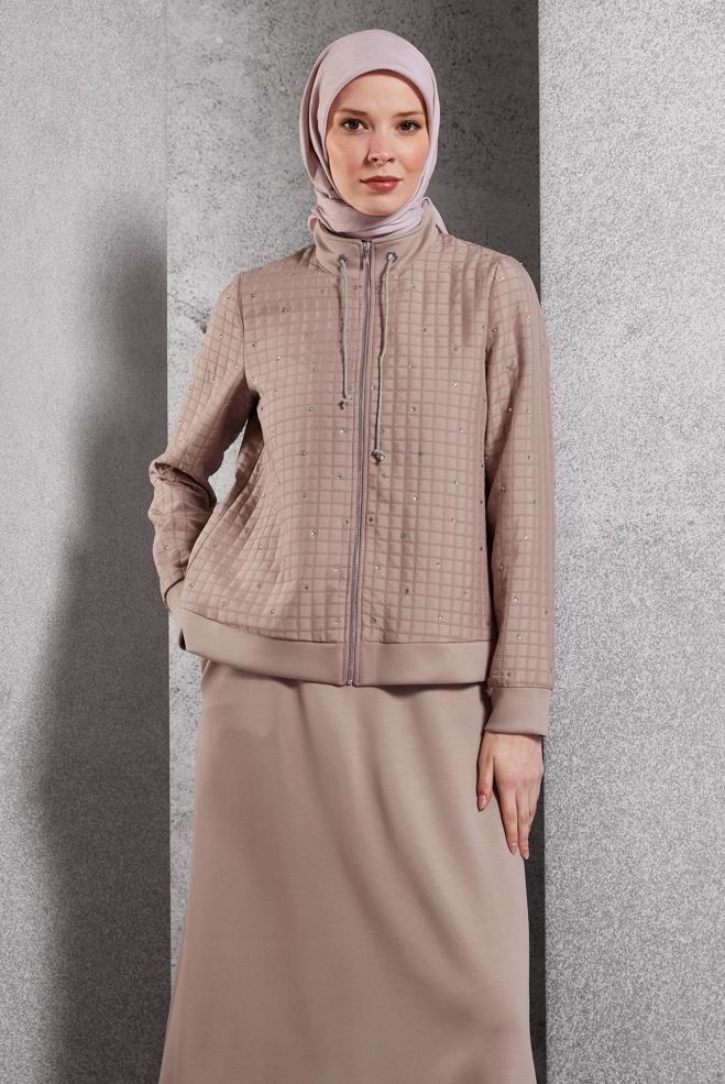 Vêtements hijab BRUN ENSEMBLE DE SURVÊTEMENT À JUPE 45052 - ALVİNA