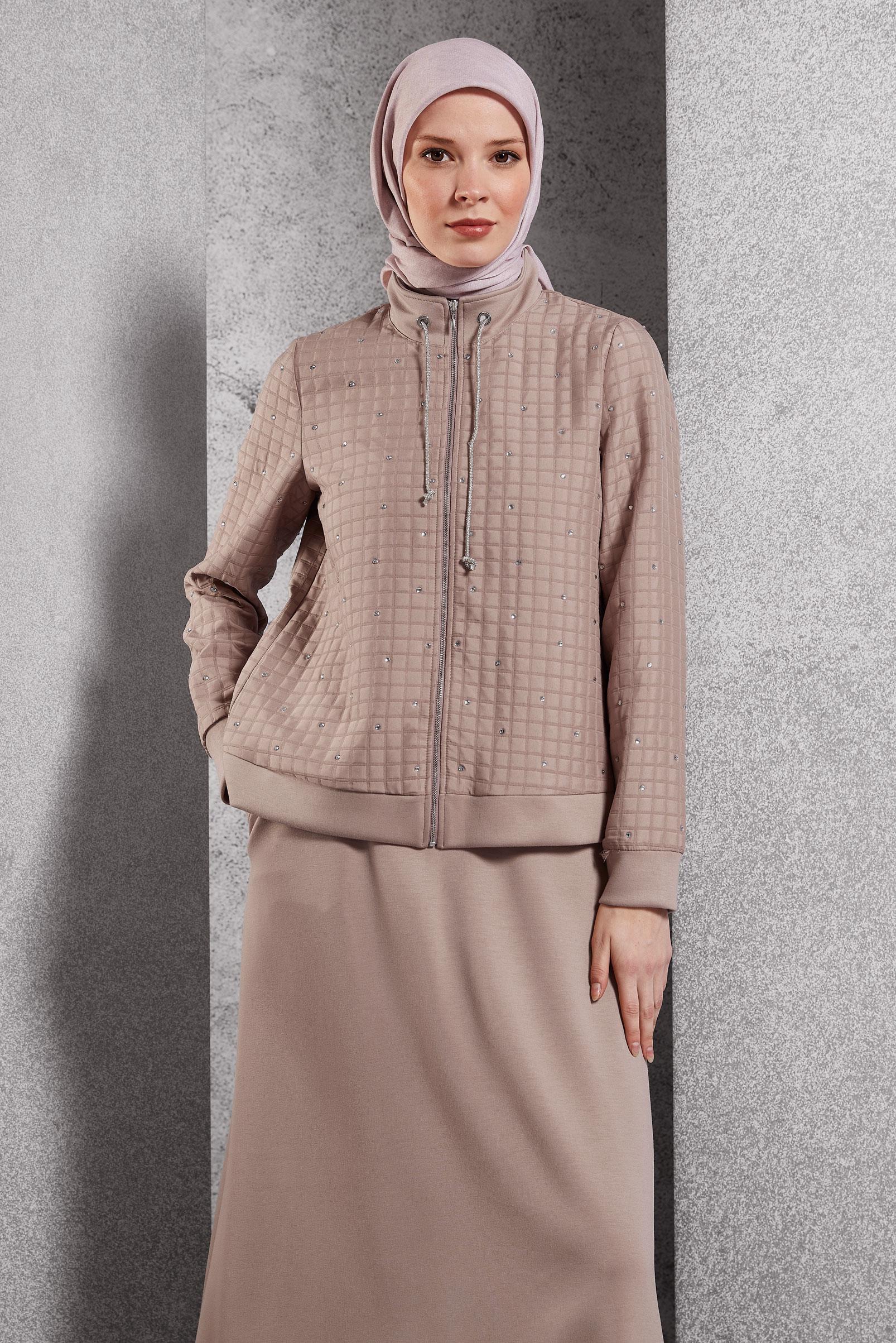 Vêtements hijab BRUN ENSEMBLE DE SURVÊTEMENT À JUPE 45052