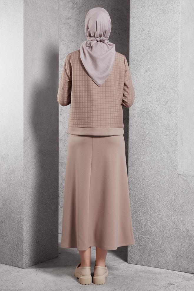Vêtements hijab BRUN ENSEMBLE DE SURVÊTEMENT À JUPE 45052 - ALVİNA