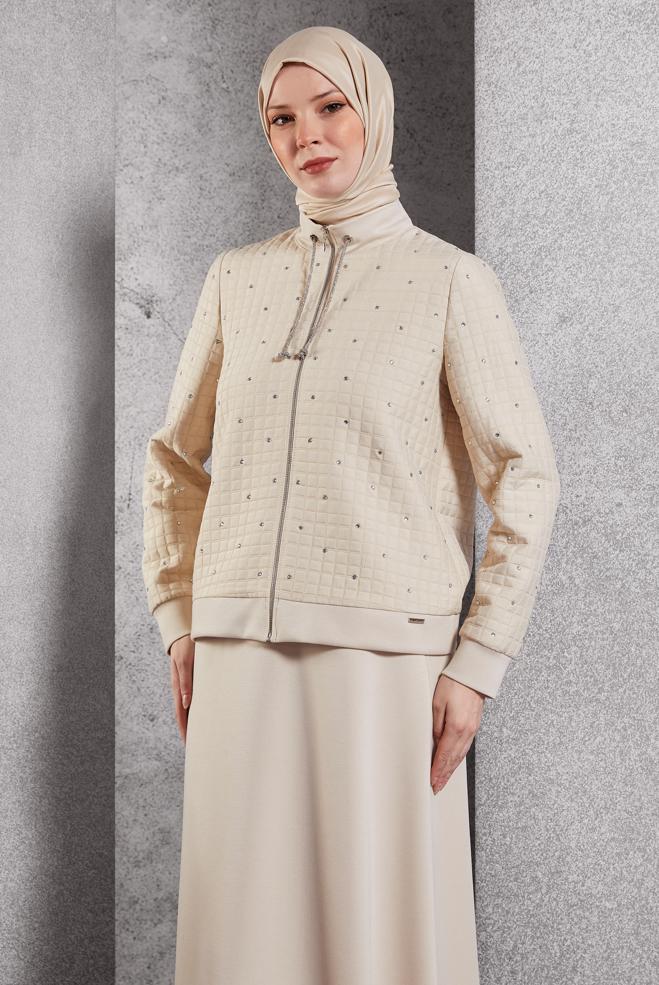 Vêtements hijab ÉCRUE ENSEMBLE DE SURVÊTEMENT À JUPE 45052 - ALVİNA