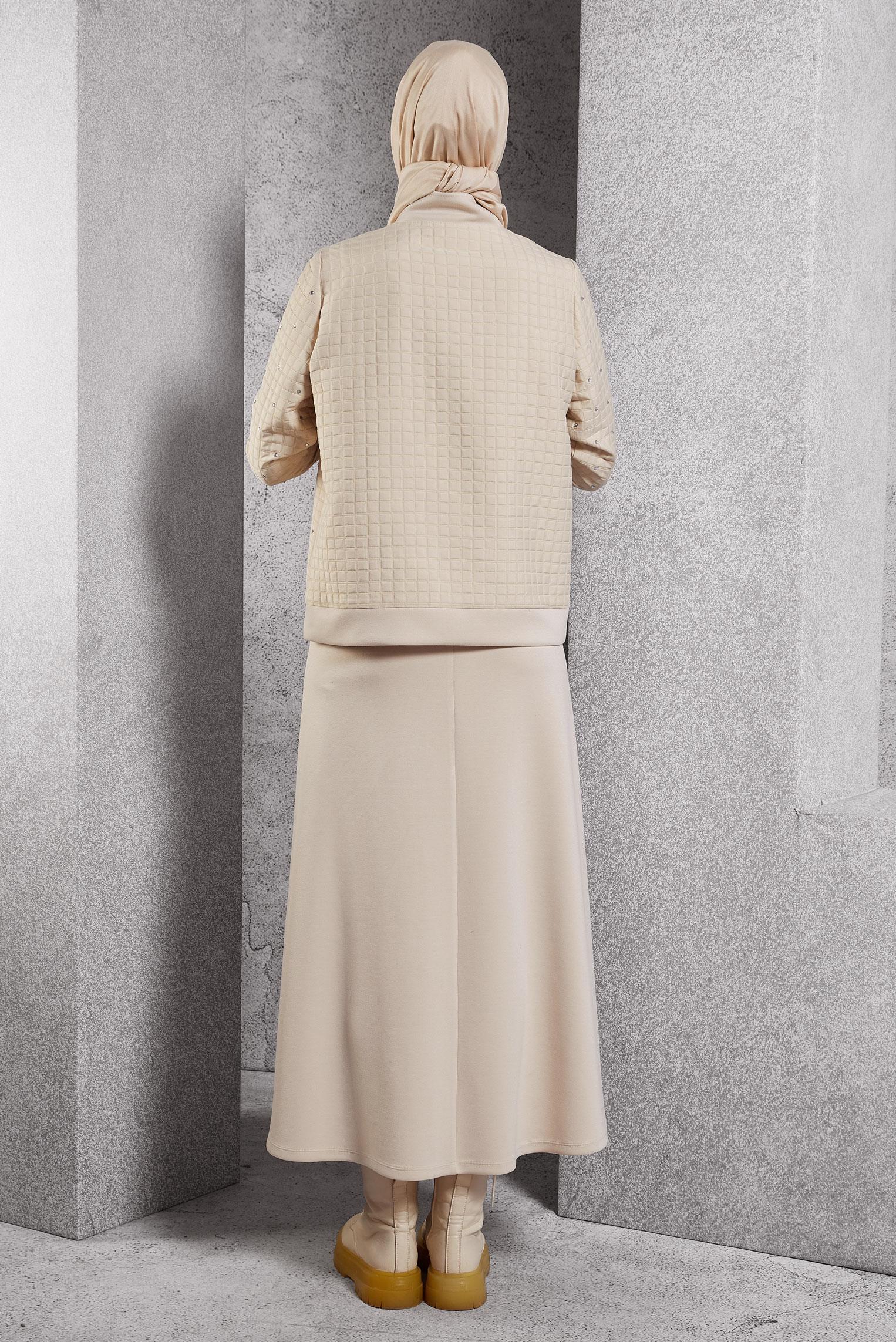 Vêtements hijab ÉCRUE ENSEMBLE DE SURVÊTEMENT À JUPE 45052