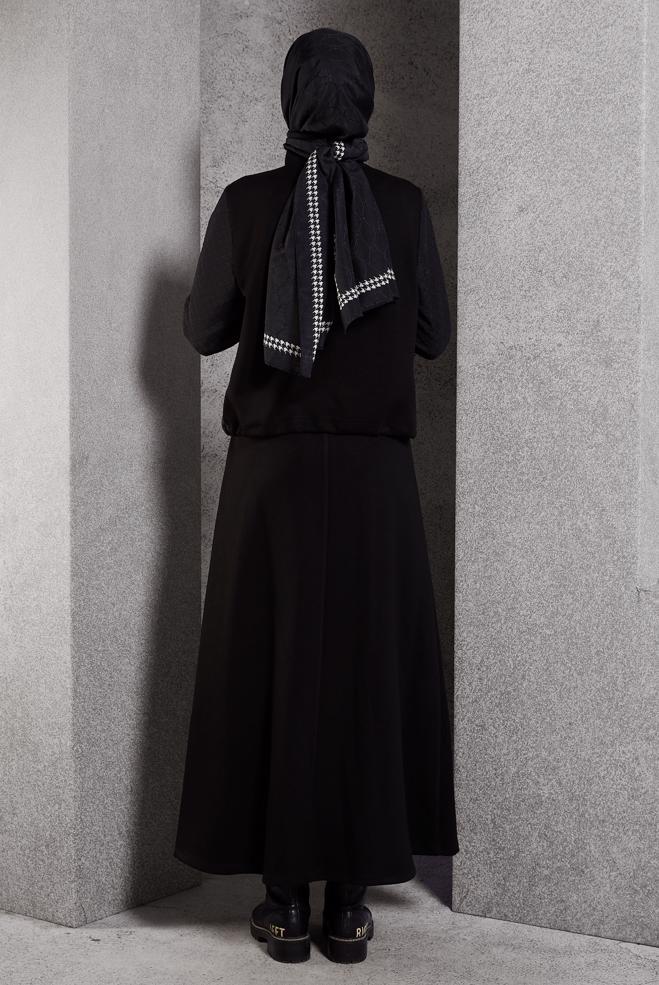 Vêtements hijab NOIR ENSEMBLE DE SURVÊTEMENT À JUPE 45053 - ALVİNA