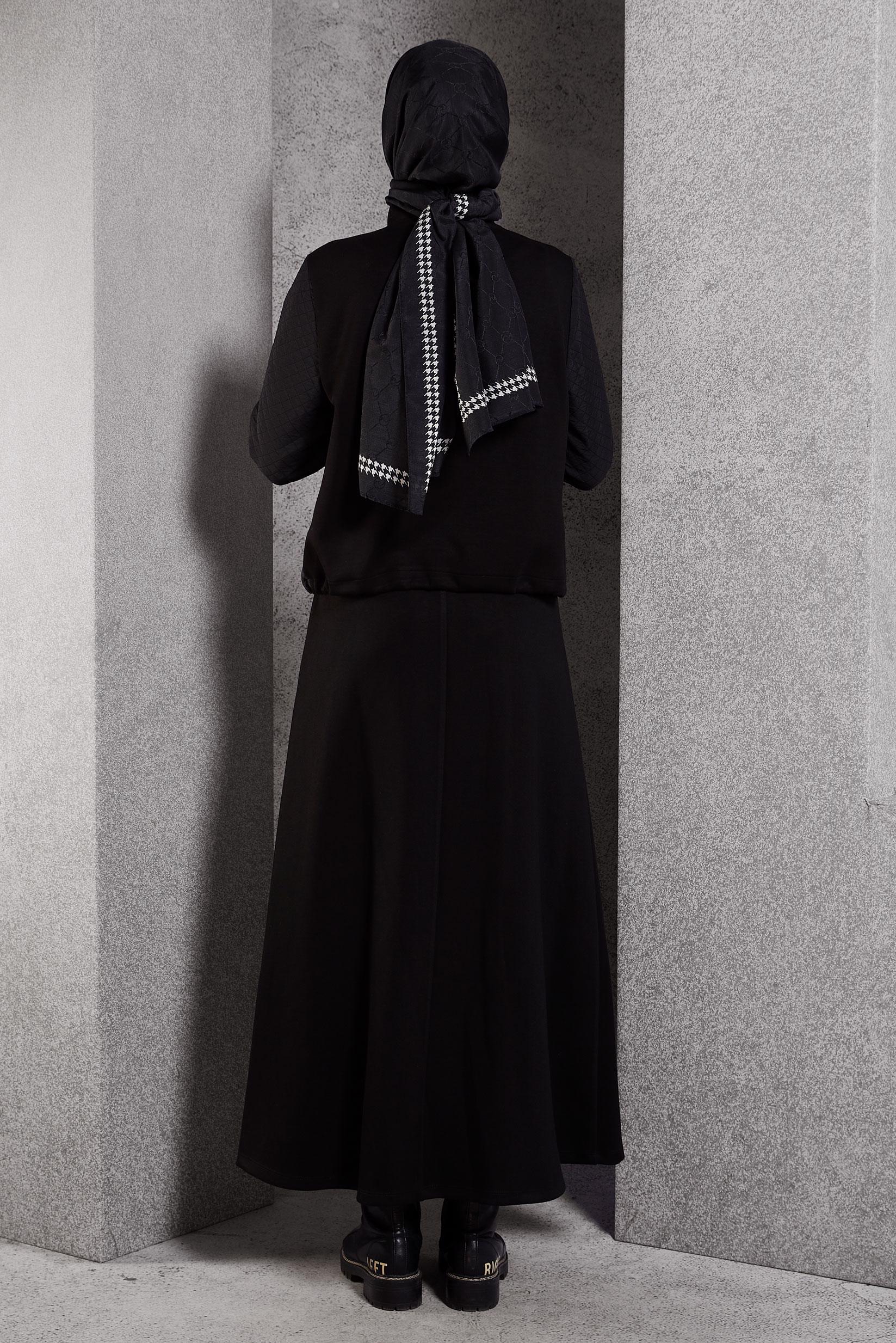 Vêtements hijab NOIR ENSEMBLE DE SURVÊTEMENT À JUPE 45053