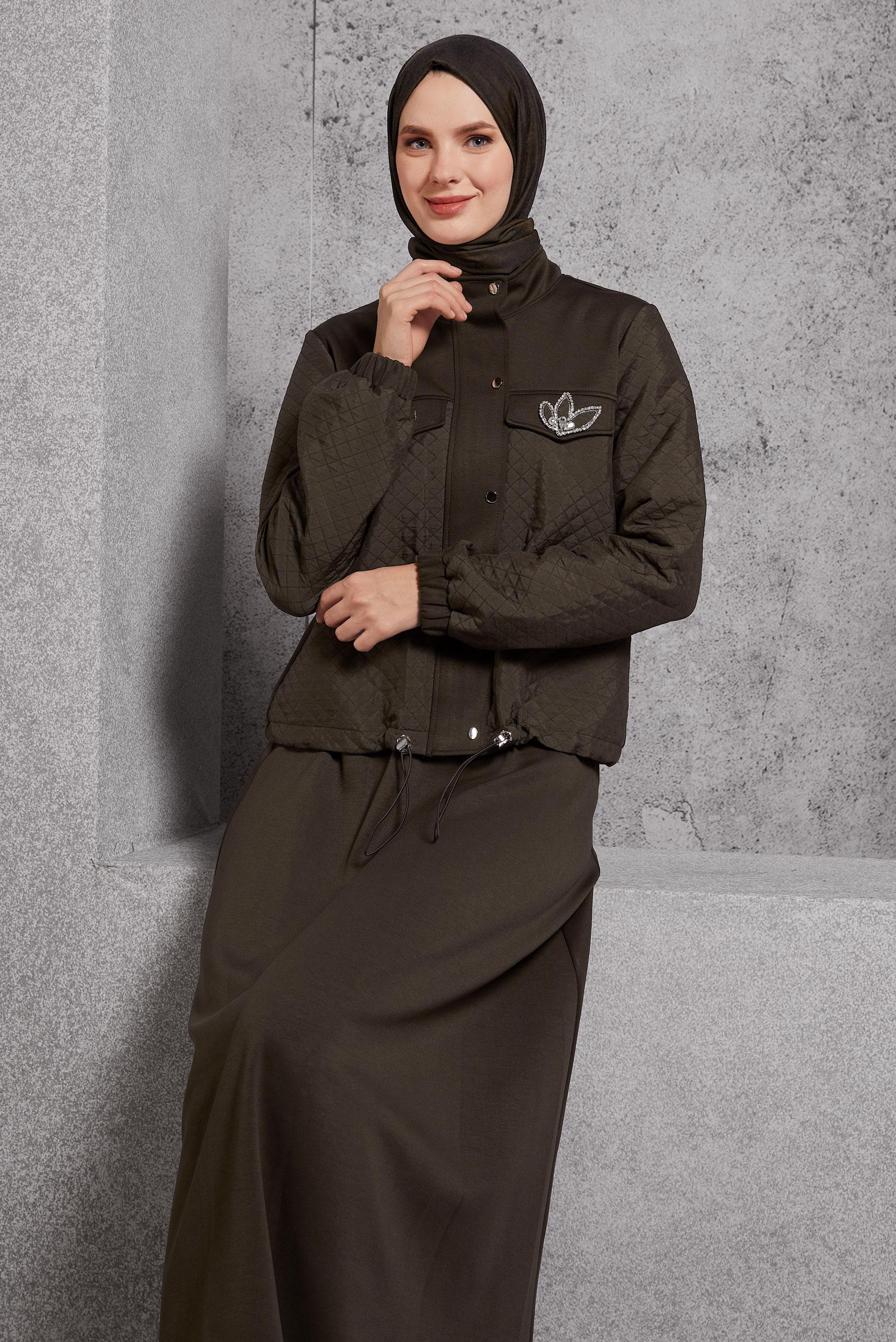 Vêtements hijab BRUN ENSEMBLE DE SURVÊTEMENT À JUPE 45053