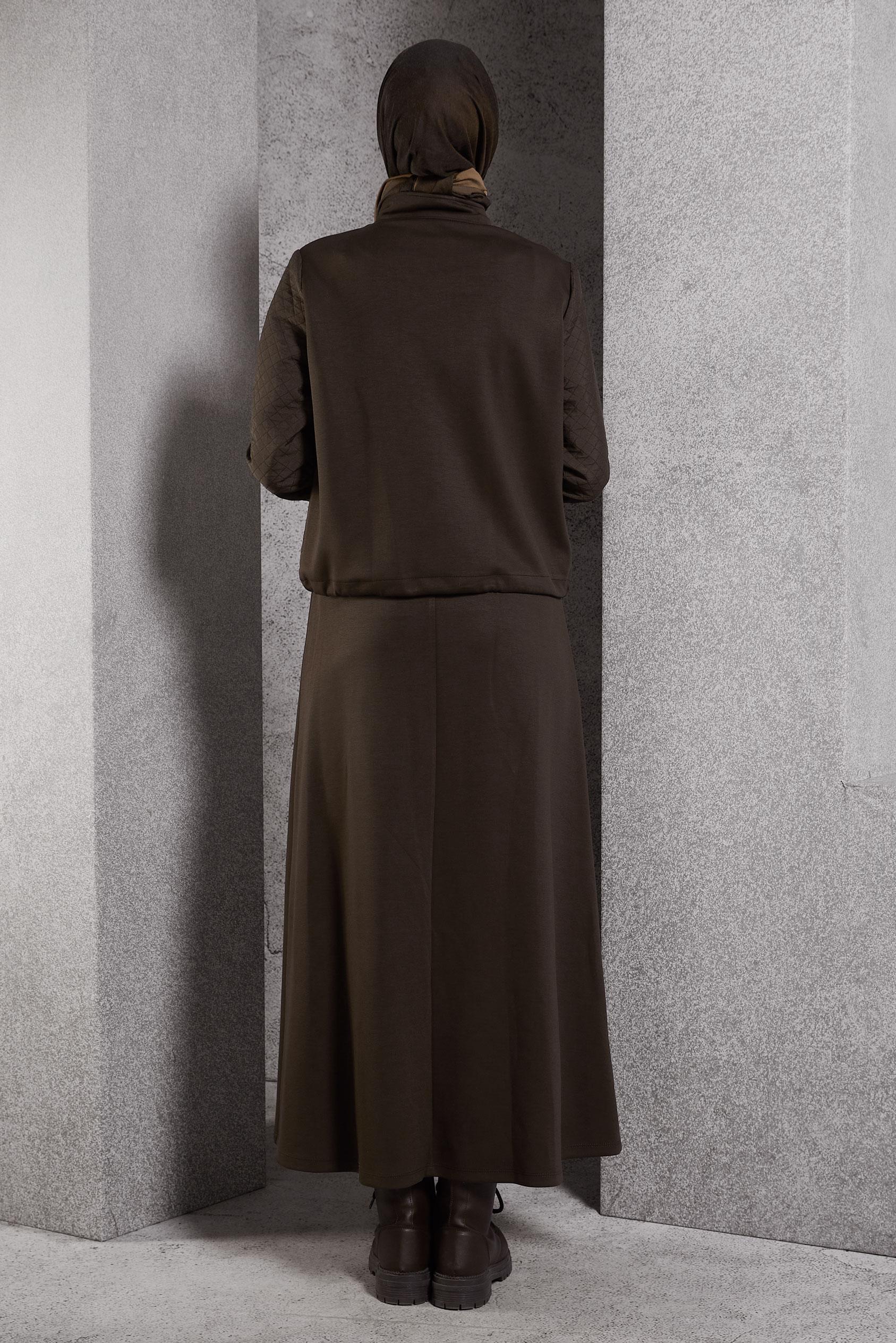 Vêtements hijab BRUN ENSEMBLE DE SURVÊTEMENT À JUPE 45053