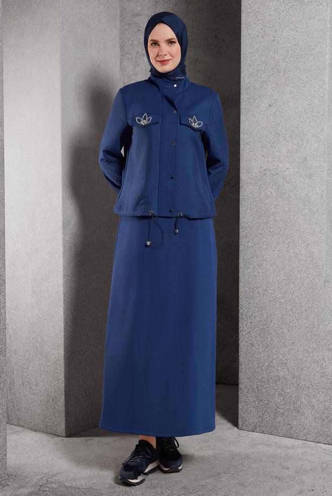 Vêtements hijab BLEU MARINE ENSEMBLE DE SURVÊTEMENT À JUPE 45053 - ALVİNA