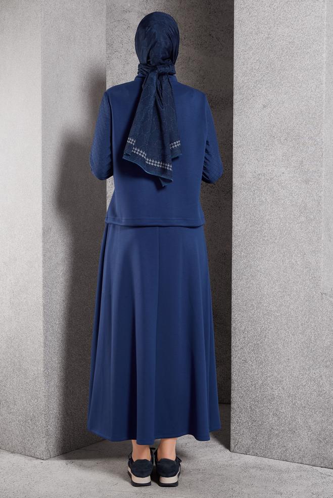 Vêtements hijab BLEU MARINE ENSEMBLE DE SURVÊTEMENT À JUPE 45053 - ALVİNA