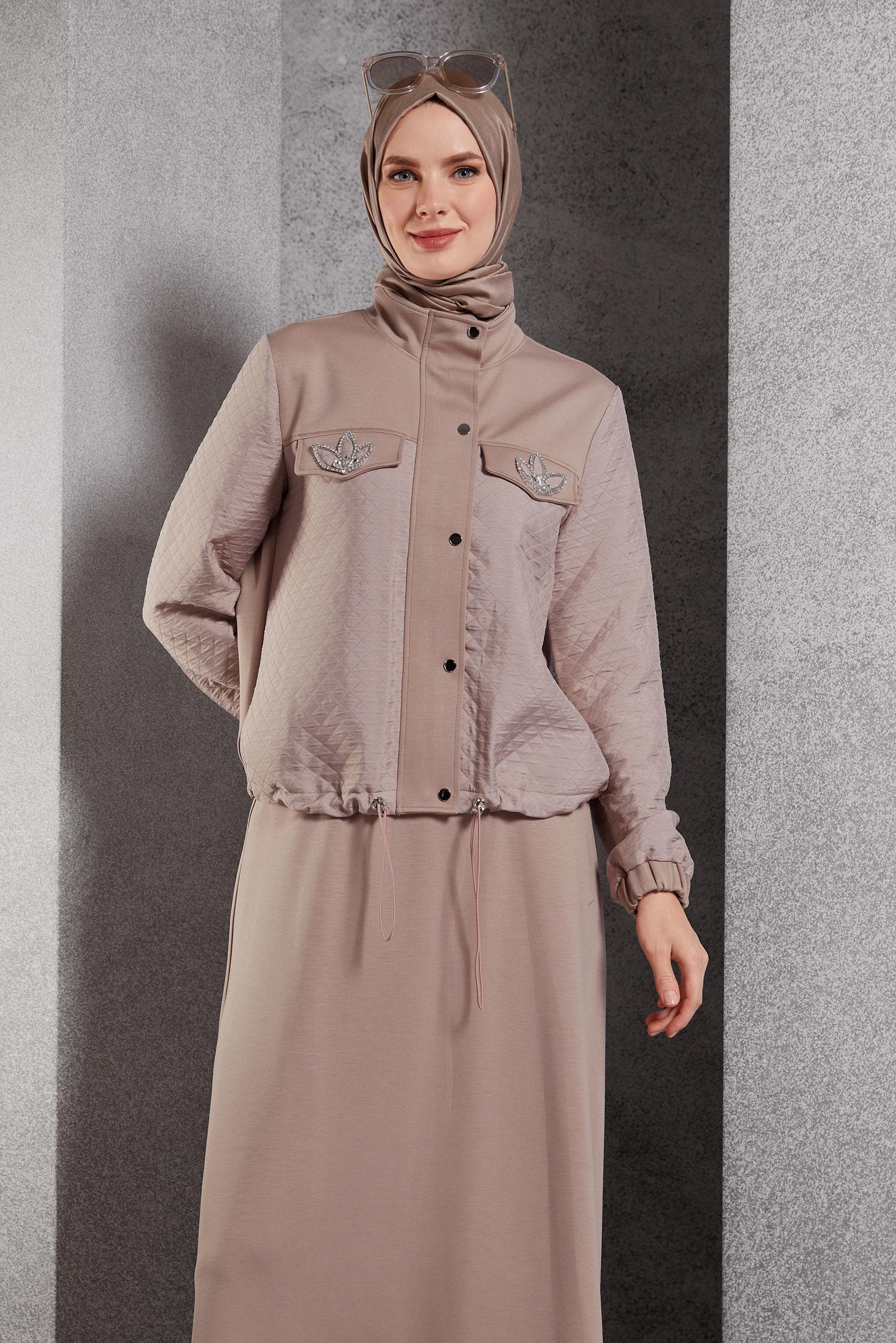 Vêtements hijab BRUN ENSEMBLE DE SURVÊTEMENT À JUPE 45053