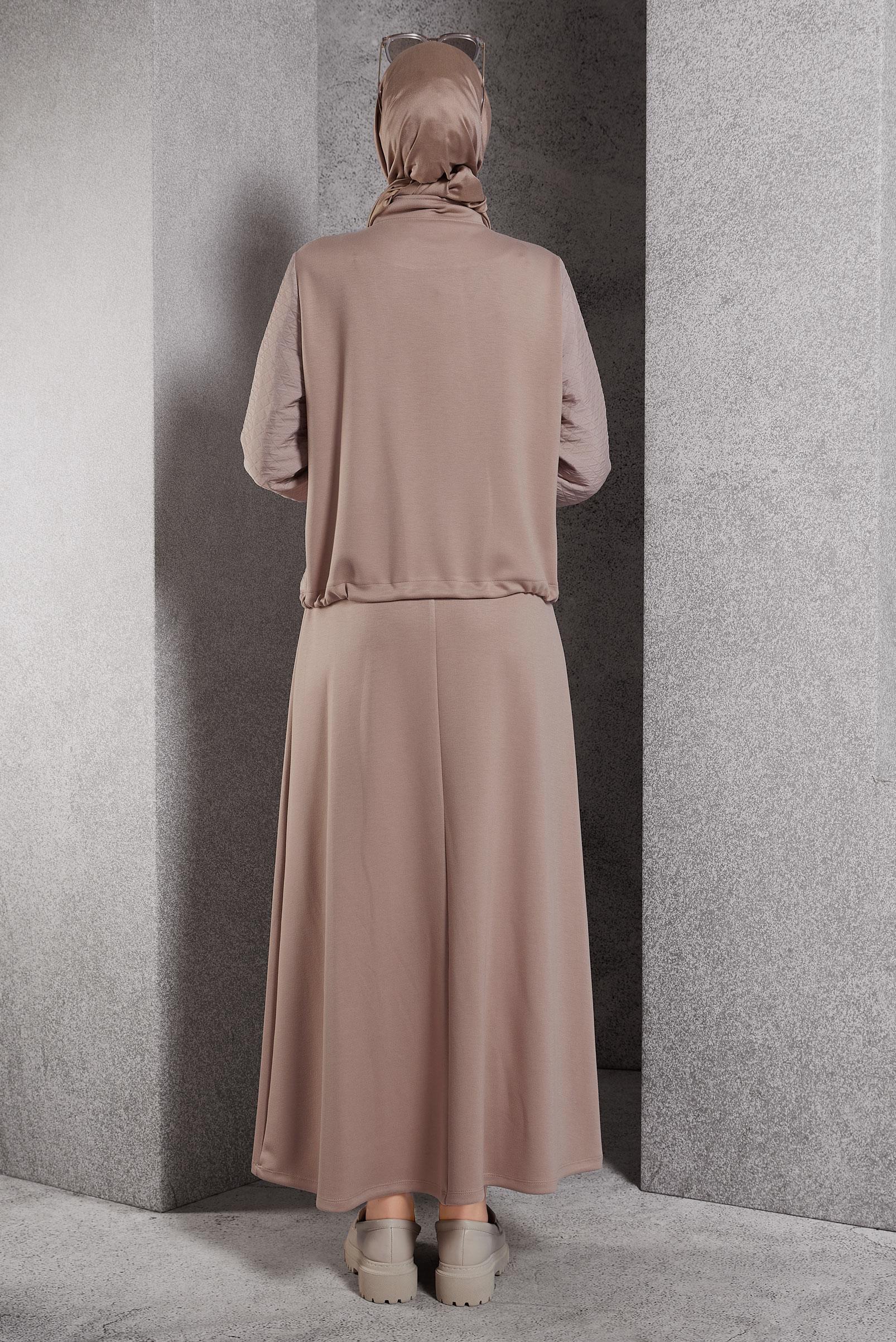 Vêtements hijab BRUN ENSEMBLE DE SURVÊTEMENT À JUPE 45053