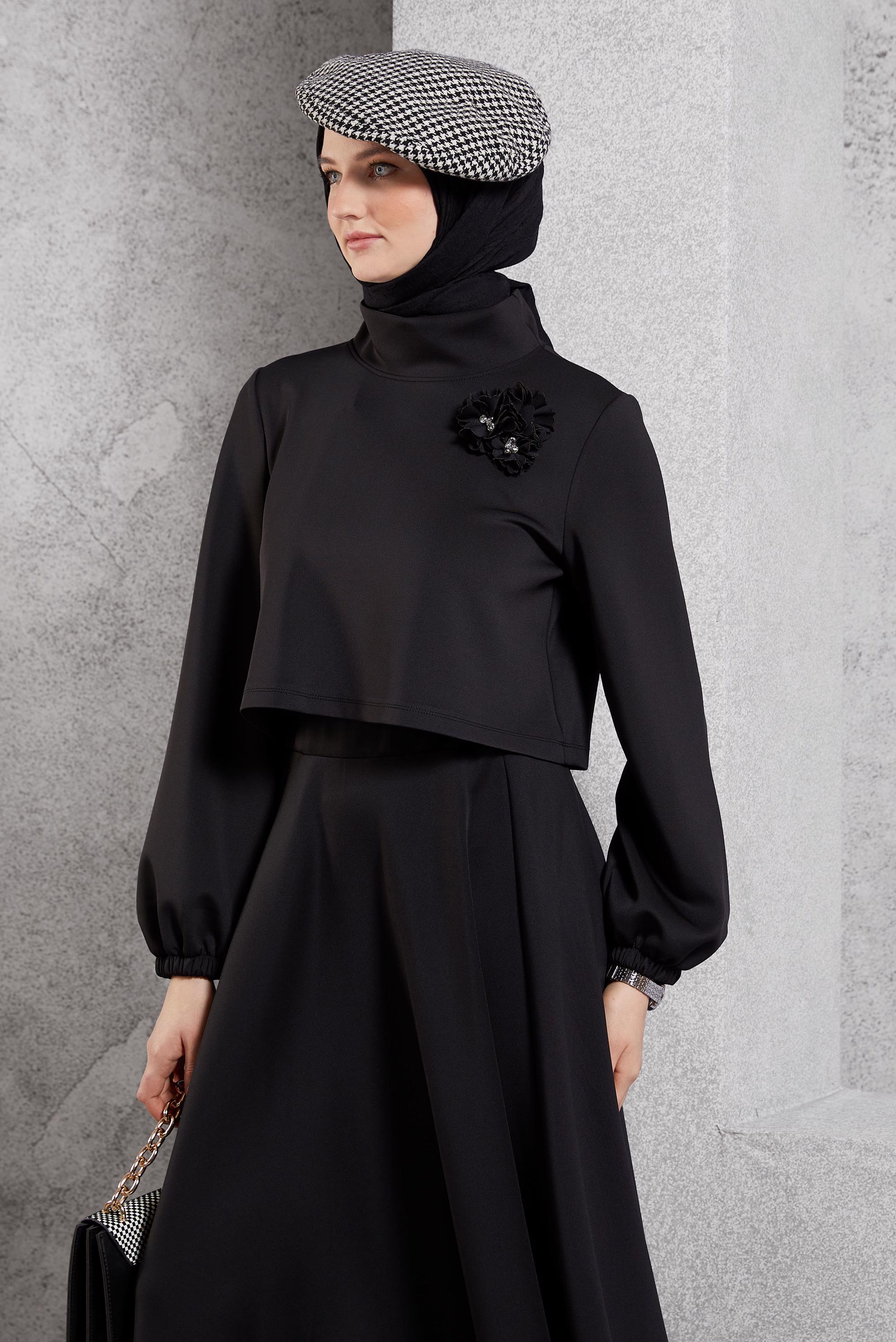 Vêtements hijab NOIR ENSEMBLE DE SURVÊTEMENT À JUPE 45054