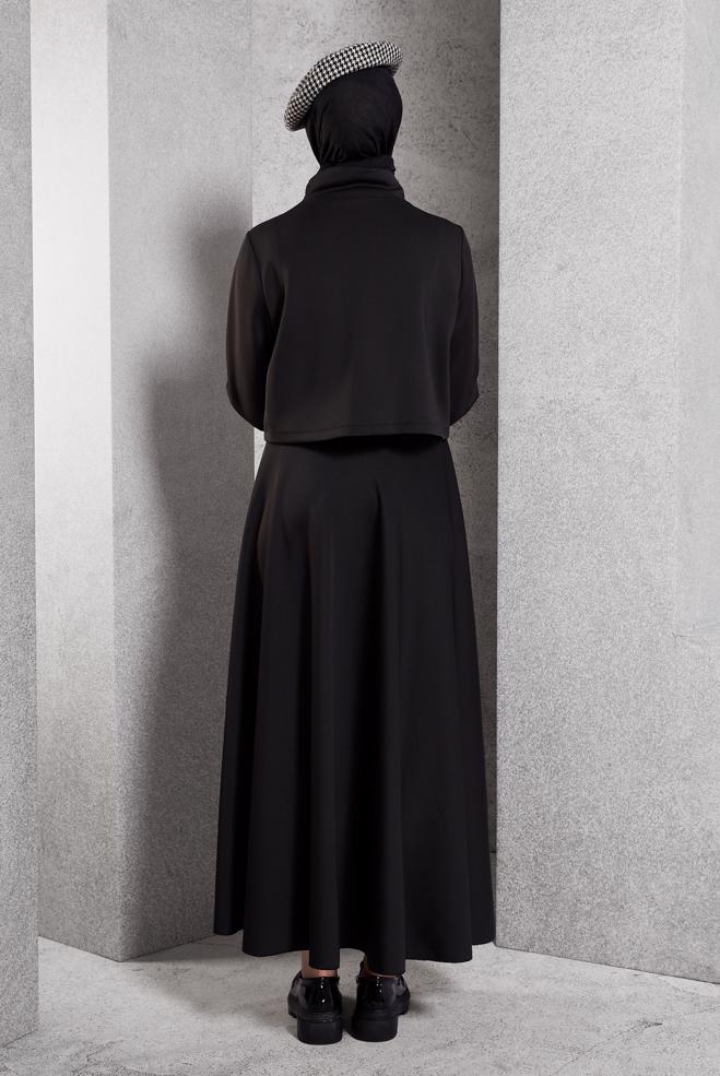 Vêtements hijab NOIR ENSEMBLE DE SURVÊTEMENT À JUPE 45054 - ALVİNA