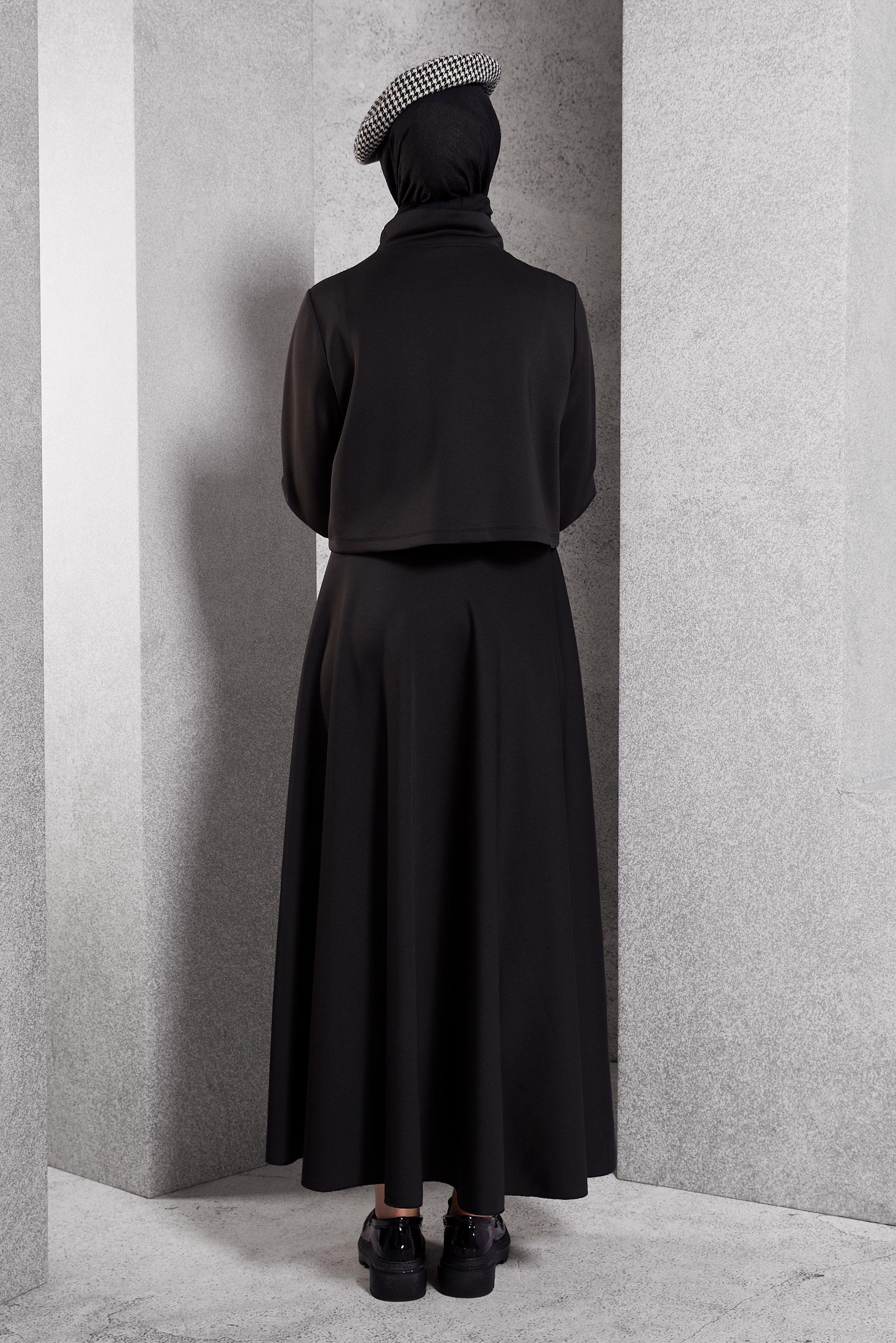 Vêtements hijab NOIR ENSEMBLE DE SURVÊTEMENT À JUPE 45054