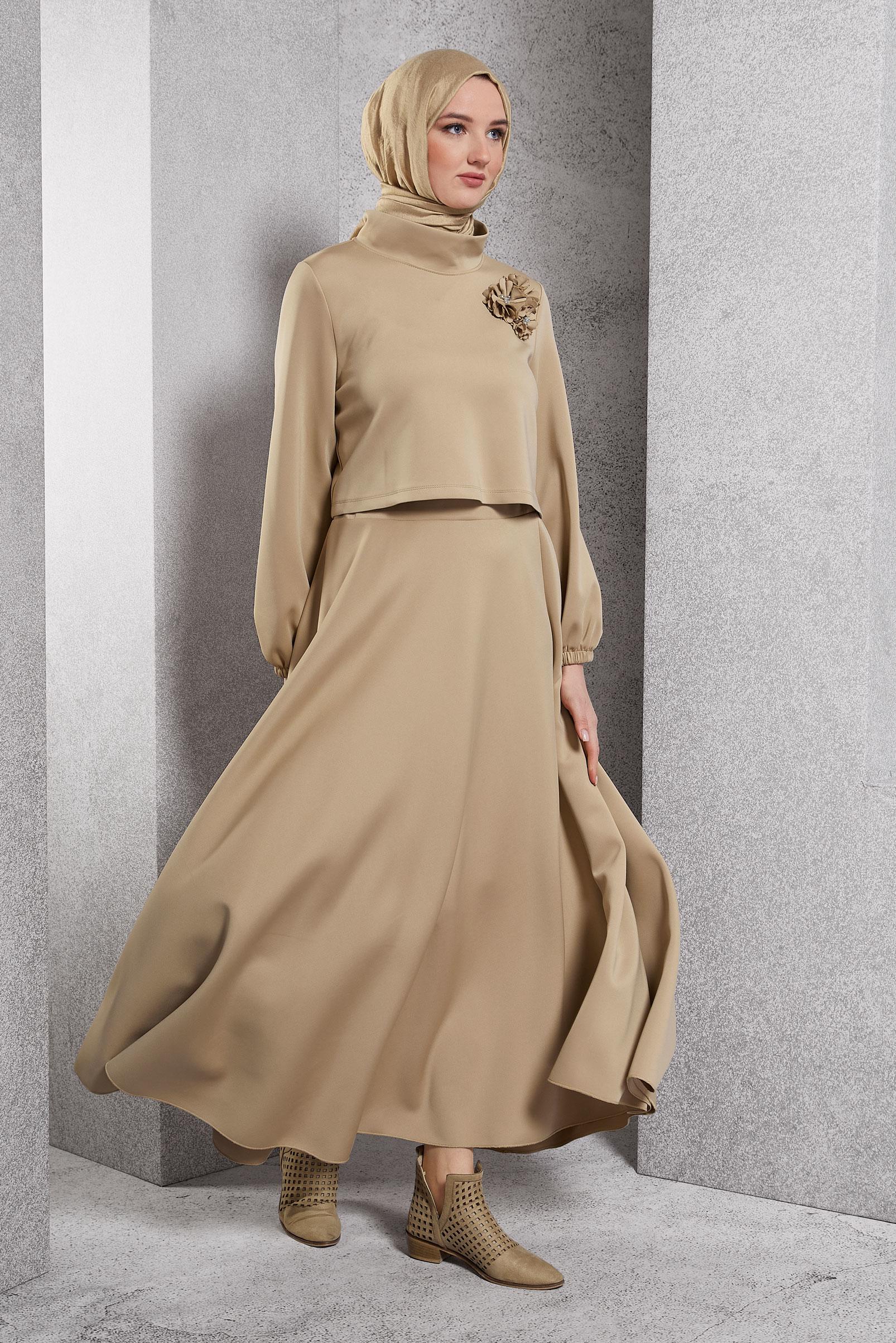 Vêtements hijab BRUN ENSEMBLE DE SURVÊTEMENT À JUPE 45054