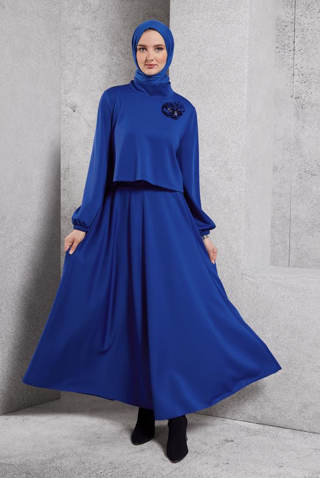 Vêtements hijab BLEU MARINE ENSEMBLE DE SURVÊTEMENT À JUPE 45054 - ALVİNA