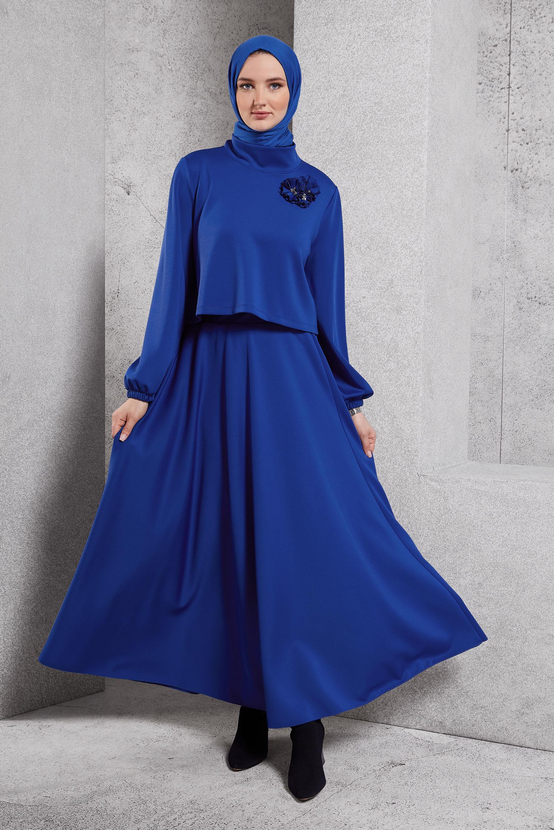Vêtements hijab BLEU MARINE ENSEMBLE DE SURVÊTEMENT À JUPE 45054